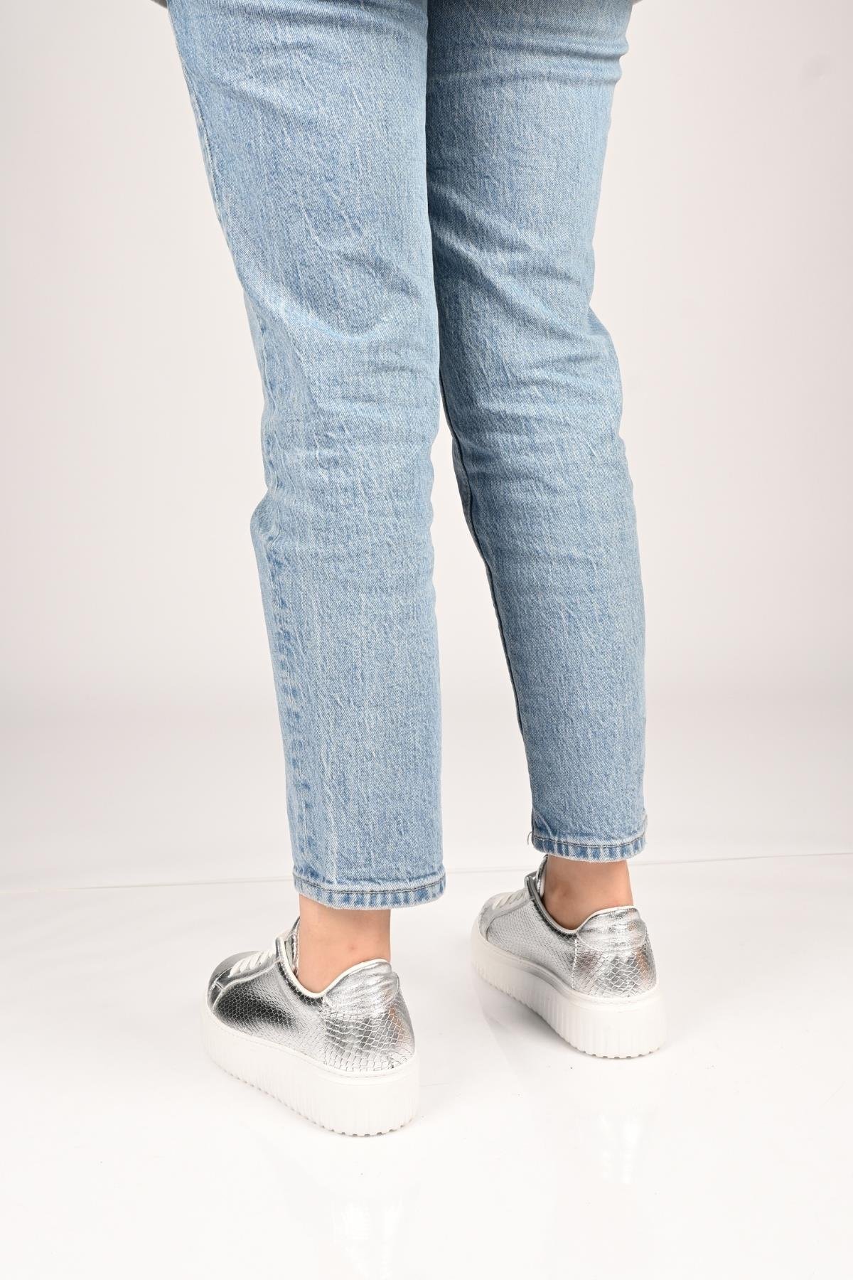 Bestello Bağcıklı Eva Taban Hakiki Deri Sneaker 101-4406-01 Kadın Ayakkabı101-4406-01_GUMUS ANAK_36Sneaker