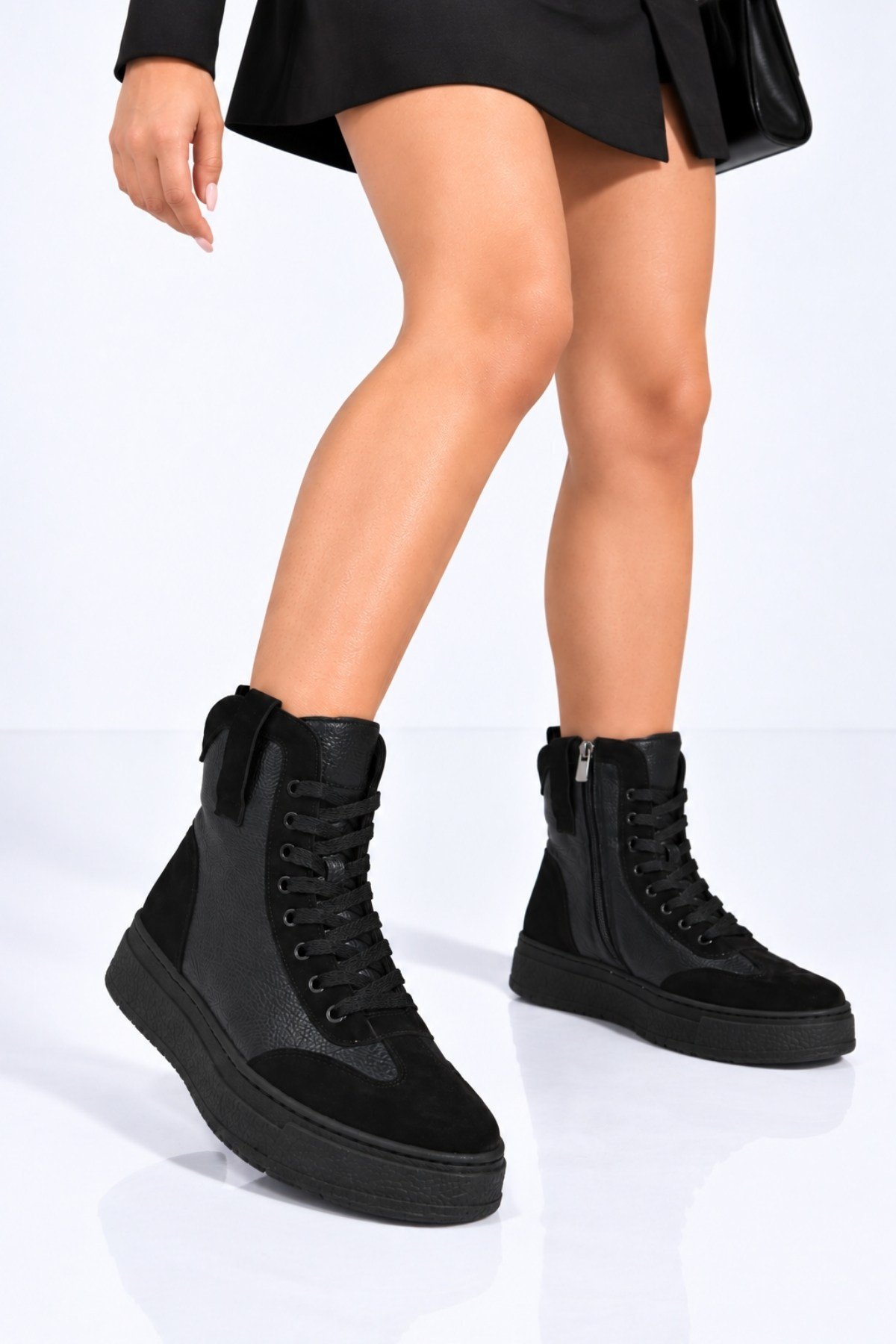 Bestello Bağcıklı Fermuarlı Hakiki Deri Casual Bot 341-3034 Kadın Bot341-3034_SIYAH_36Casual Boots
