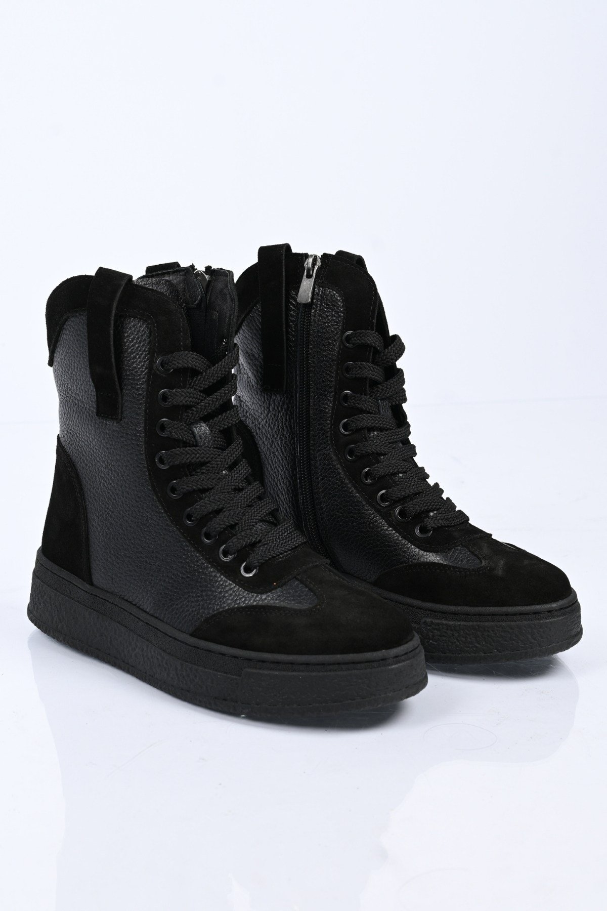Bestello Bağcıklı Fermuarlı Hakiki Deri Casual Bot 341-3034 Kadın Bot341-3034_SIYAH_36Casual Boots