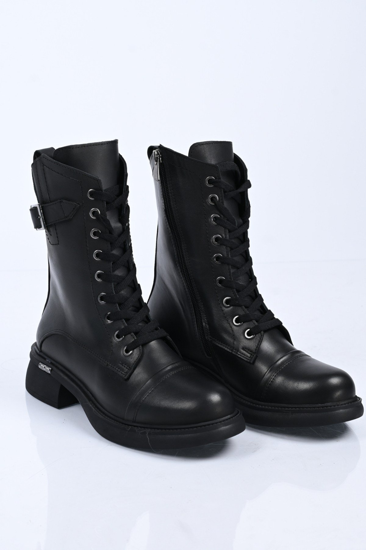 Bestello Bağcıklı Fermuarlı Hakiki Deri Casual Bot 347-7624 Kadın Bot347-7624_SIYAH_36Casual Boots