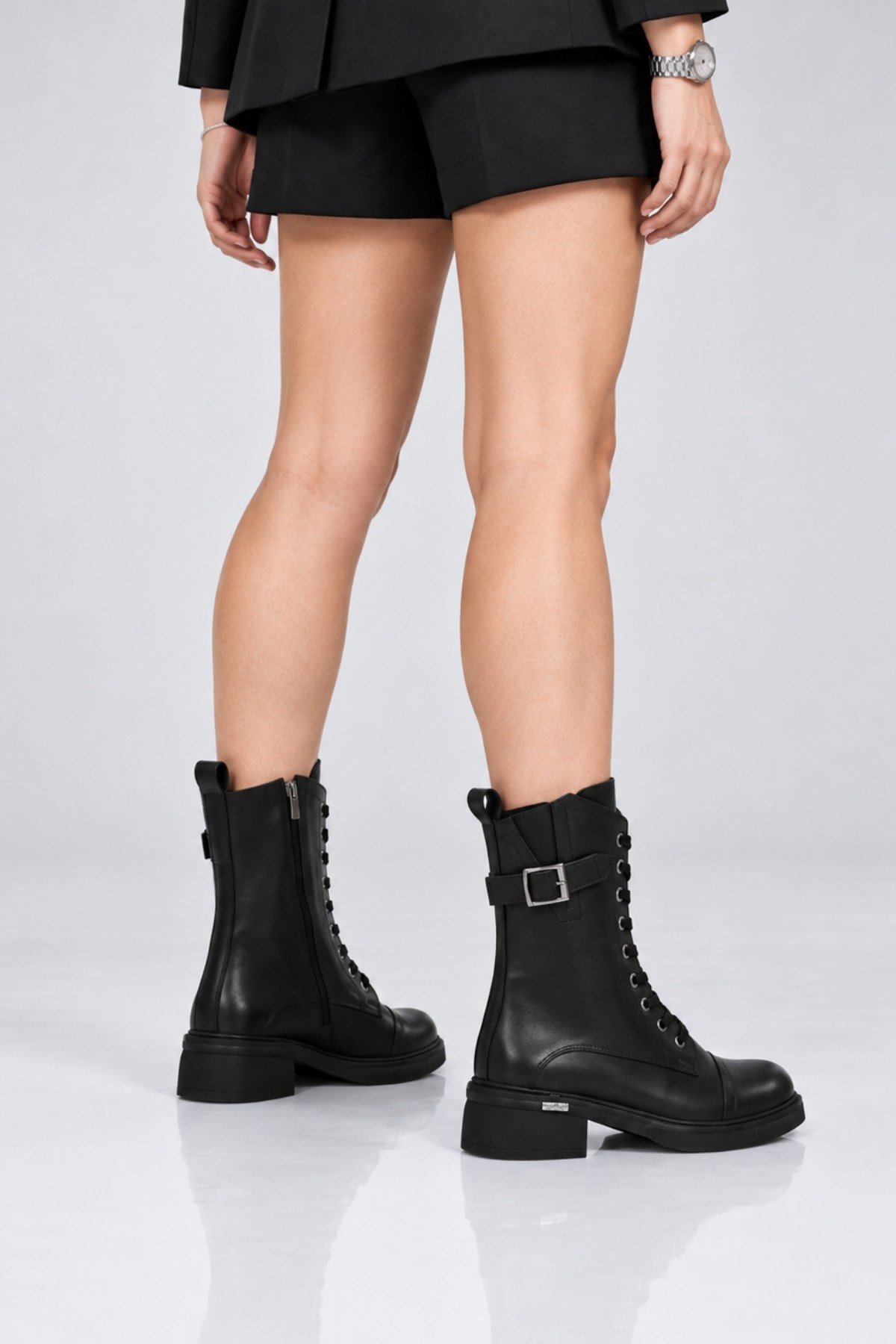 Bestello Bağcıklı Fermuarlı Hakiki Deri Casual Bot 347-7624 Kadın Bot347-7624_SIYAH_36Casual Boots