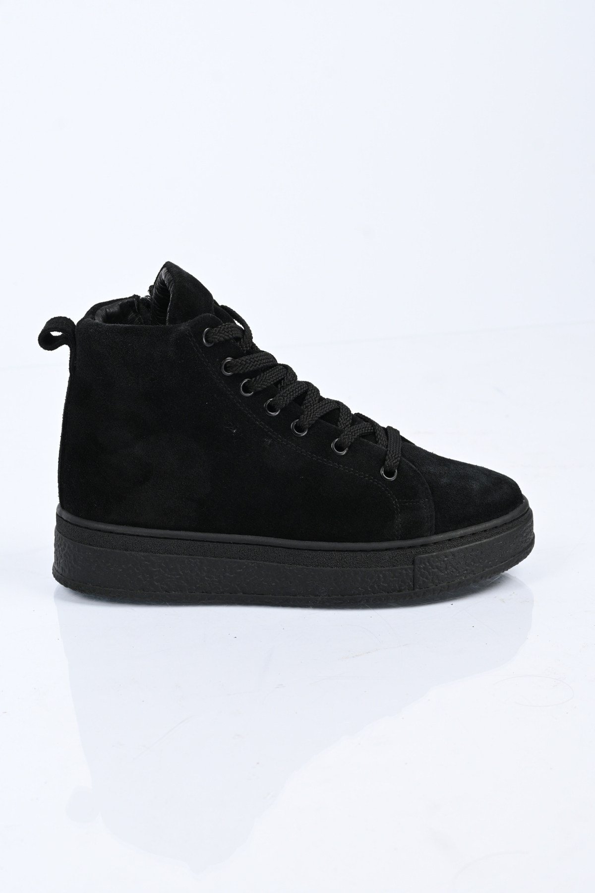 Bestello Bağcıklı Fermuarlı Hakiki Deri Kısa Bot 341-3008 Kadın Bot341-3008_SIYAH SUET_36Casual Boots