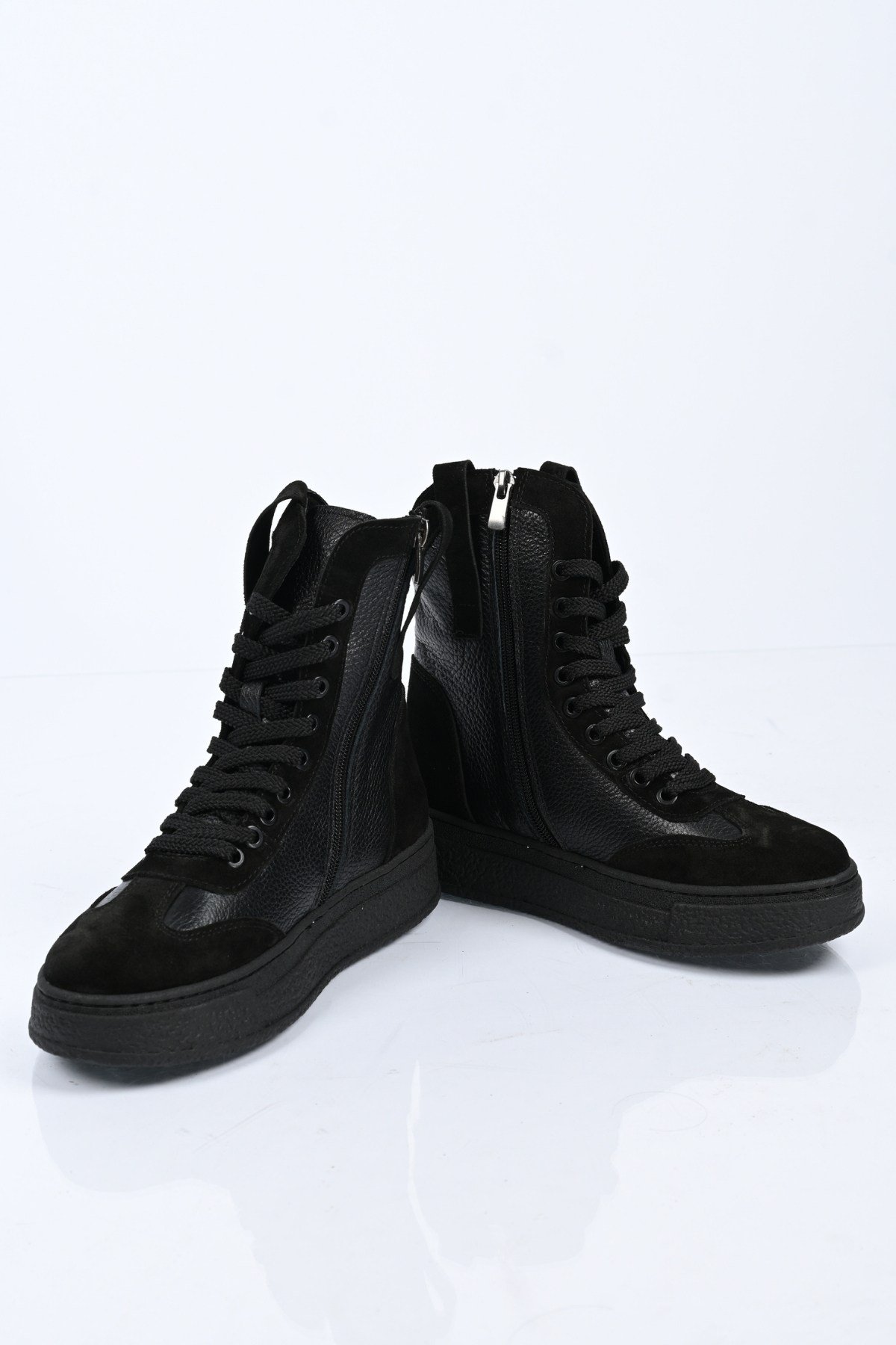 Bestello Bağcıklı Fermuarlı Hakiki Deri Casual Bot 341-3034 Kadın Bot341-3034_SIYAH_36Casual Boots