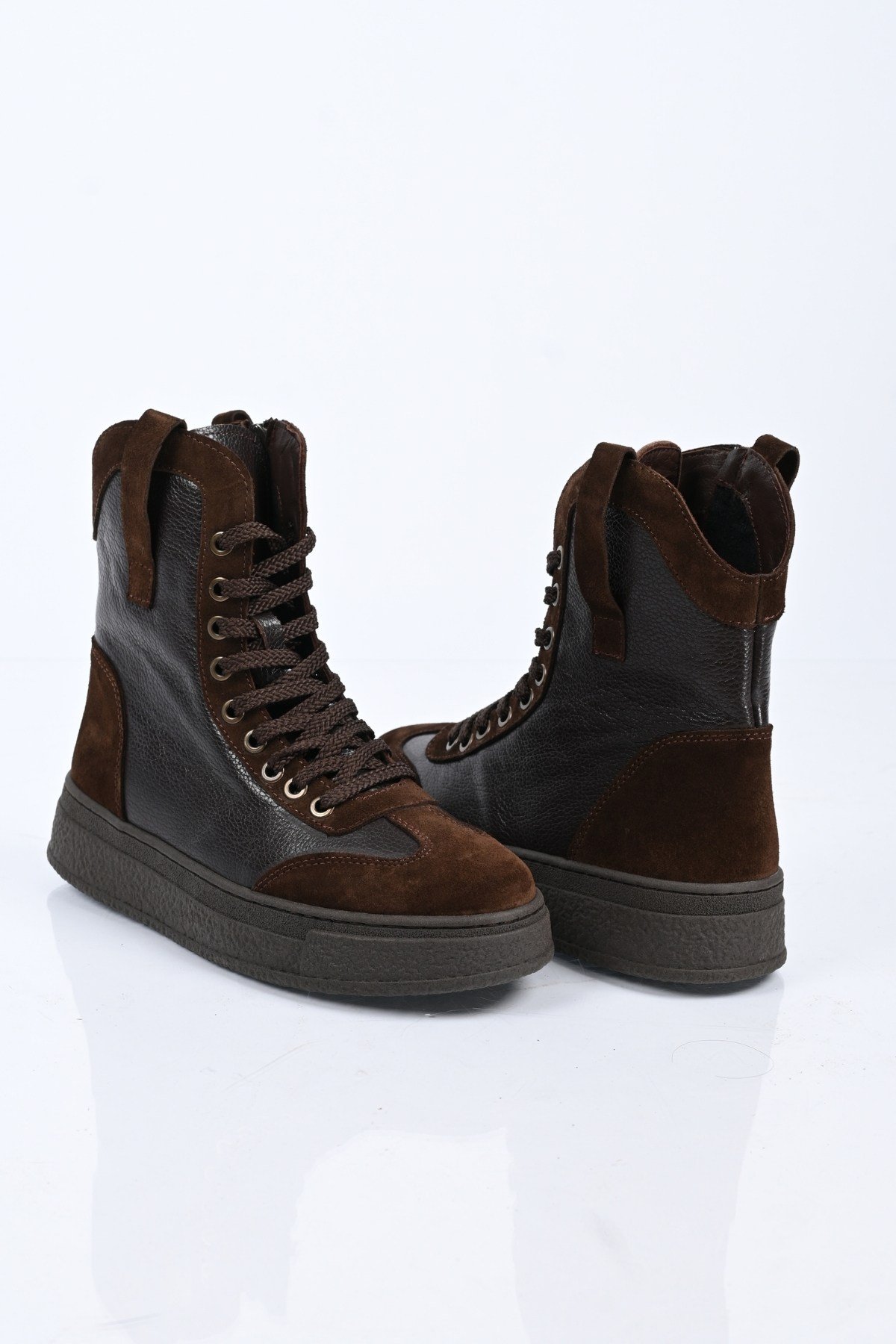 Bestello Bağcıklı Fermuarlı Hakiki Deri Casual Bot 341-3034 Kadın Bot341-3034_KAHVE_36Casual Boots