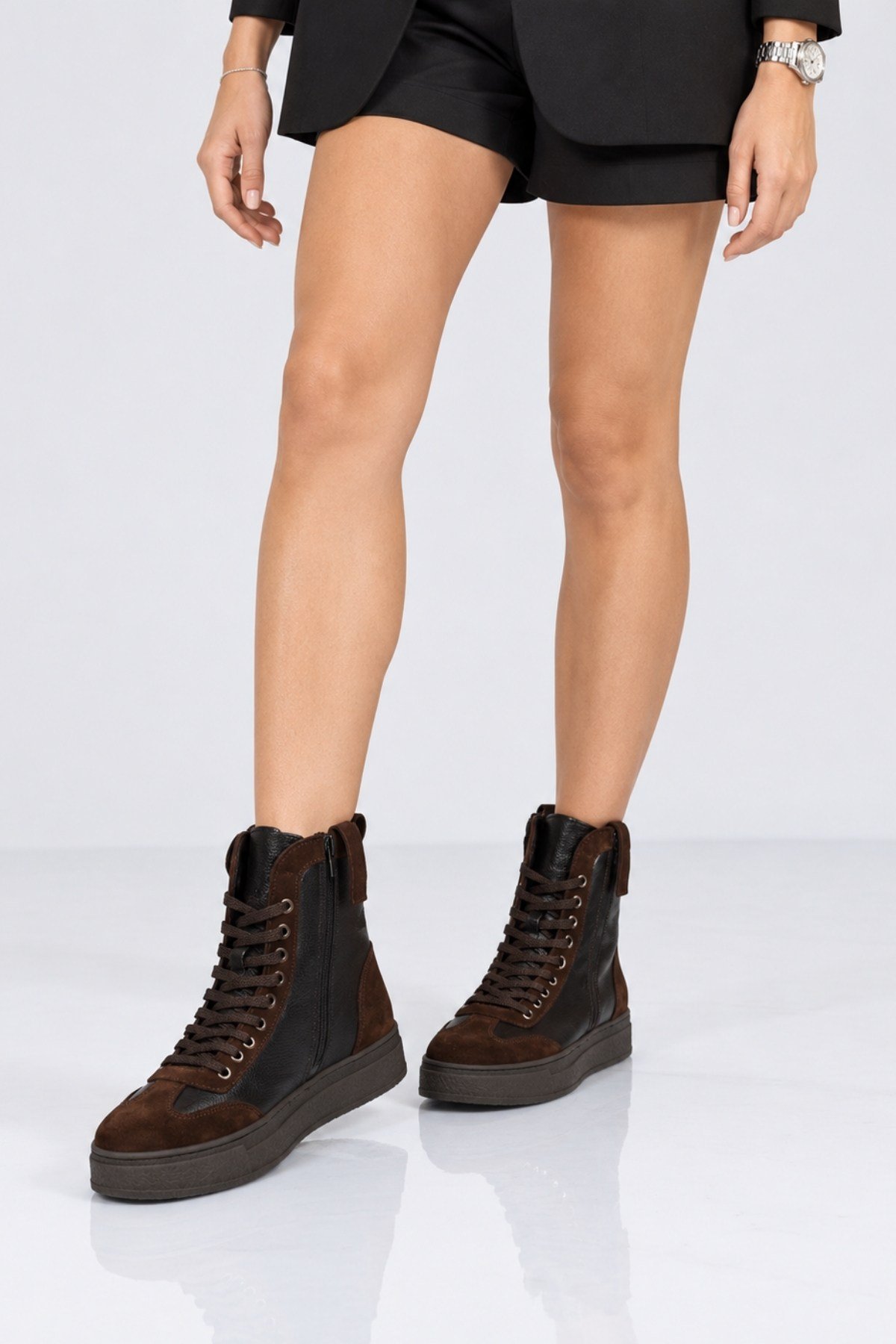 Bestello Bağcıklı Fermuarlı Hakiki Deri Casual Bot 341-3034 Kadın Bot341-3034_KAHVE_36Casual Boots