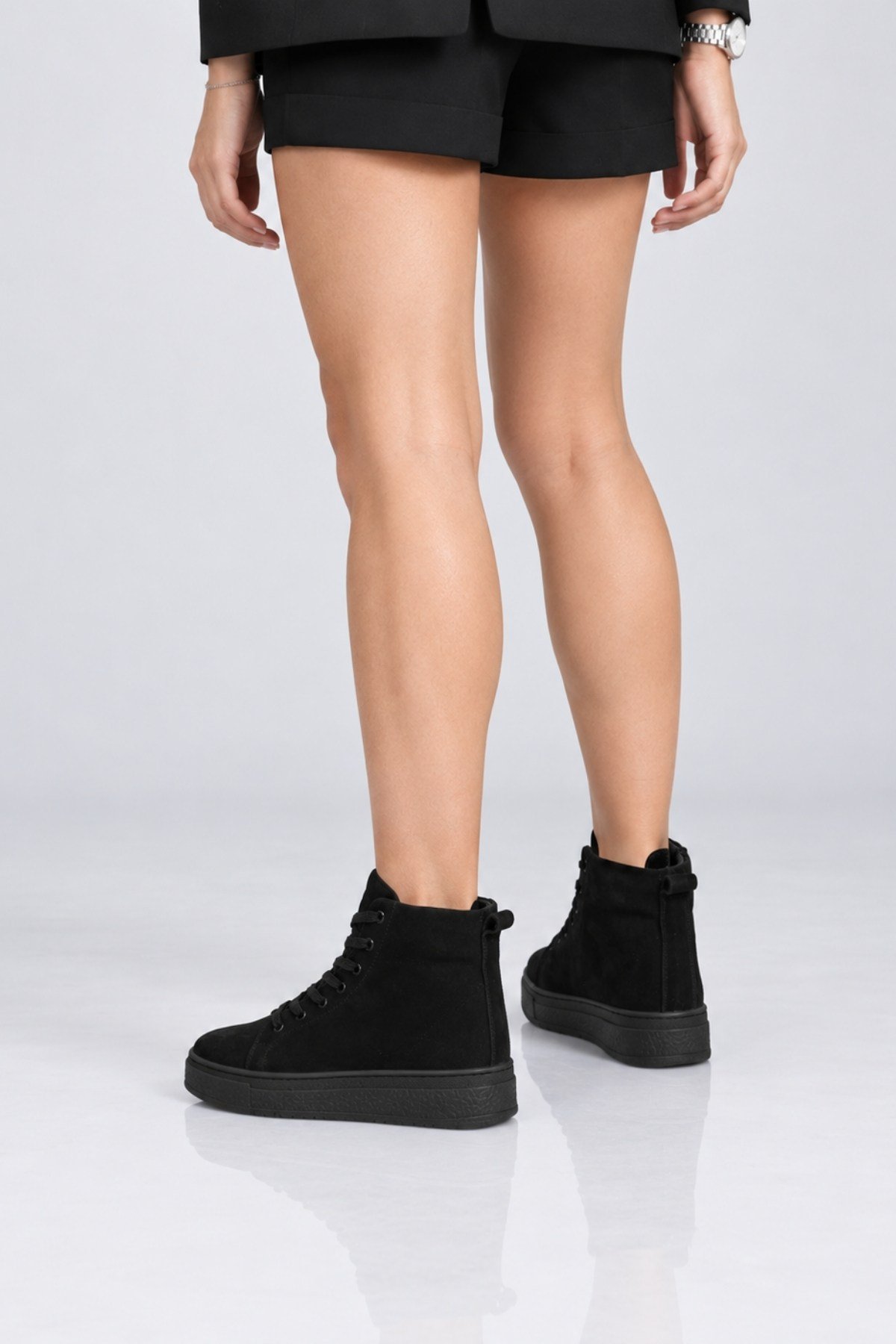 Bestello Bağcıklı Fermuarlı Hakiki Deri Kısa Bot 341-3008 Kadın Bot341-3008_SIYAH SUET_36Casual Boots