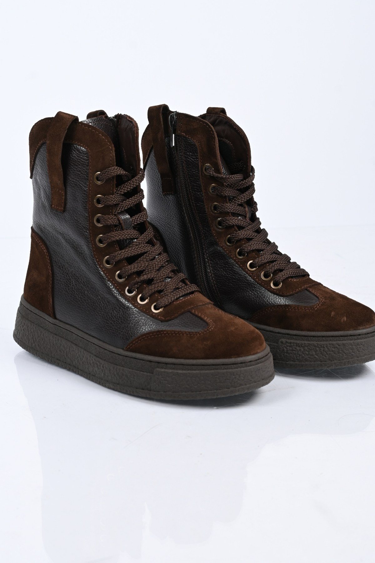 Bestello Bağcıklı Fermuarlı Hakiki Deri Casual Bot 341-3034 Kadın Bot341-3034_KAHVE_36Casual Boots