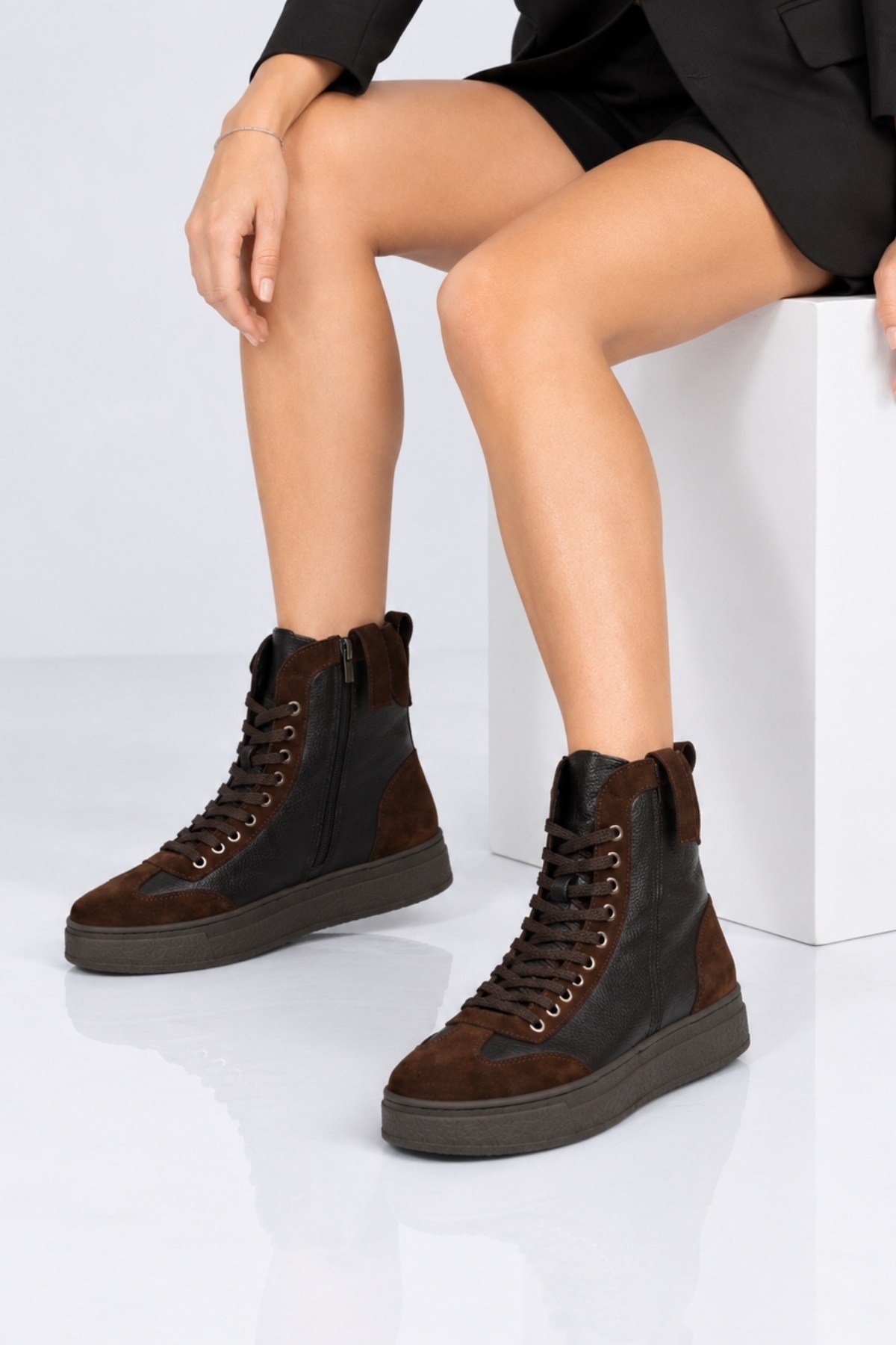 Bestello Bağcıklı Fermuarlı Hakiki Deri Casual Bot 341-3034 Kadın Bot341-3034_KAHVE_36Casual Boots