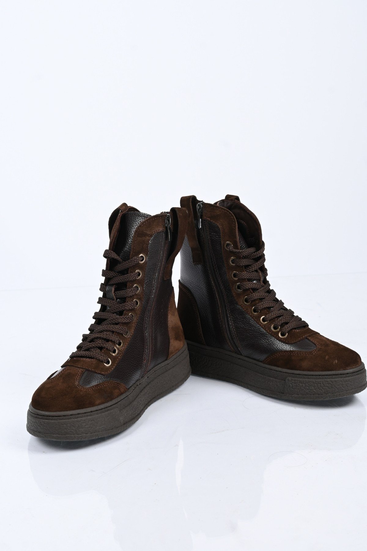 Bestello Bağcıklı Fermuarlı Hakiki Deri Casual Bot 341-3034 Kadın Bot341-3034_KAHVE_36Casual Boots