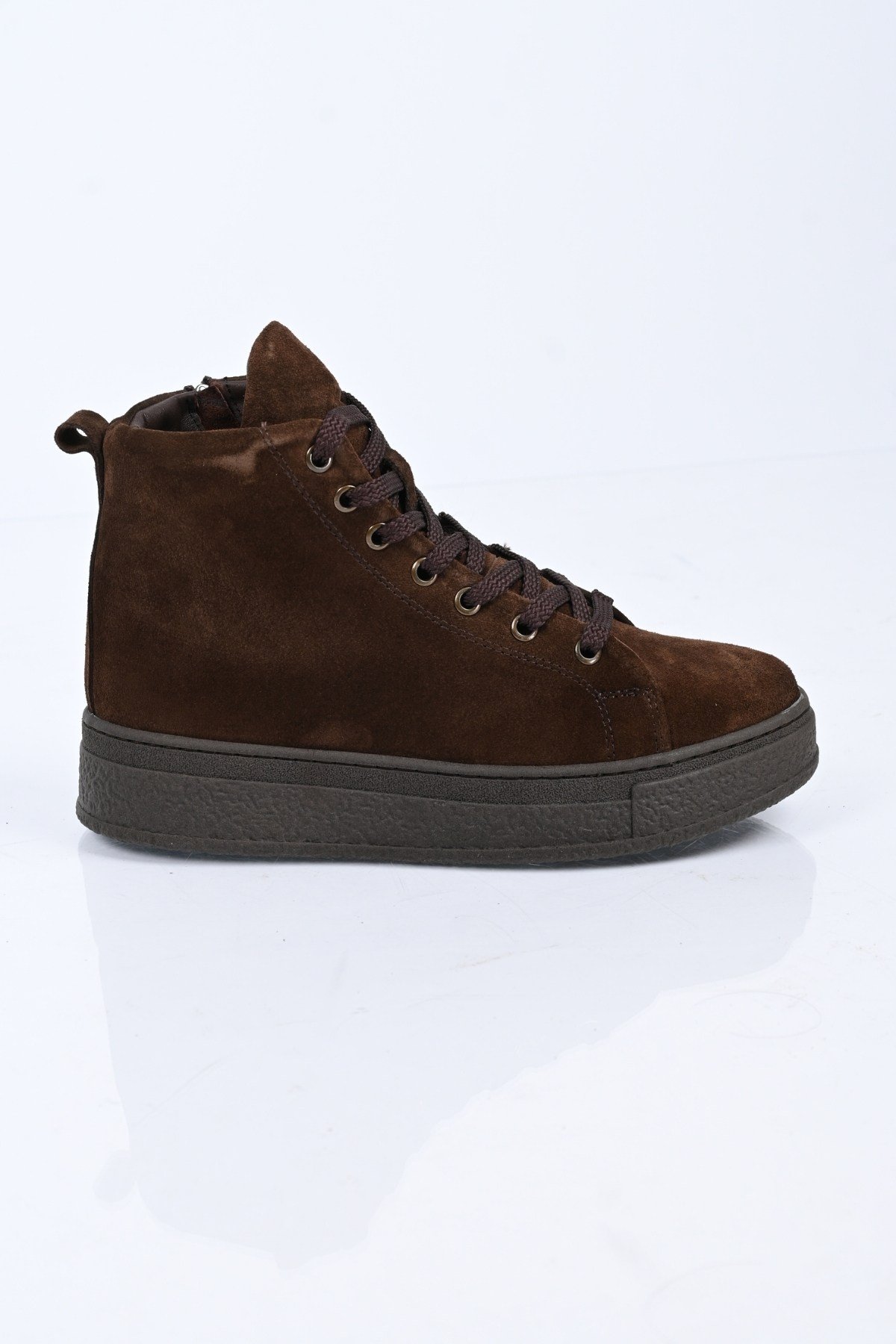 Bestello Bağcıklı Fermuarlı Hakiki Deri Kısa Bot 341-3008 Kadın Bot341-3008_KAHVE SUET_36Casual Boots