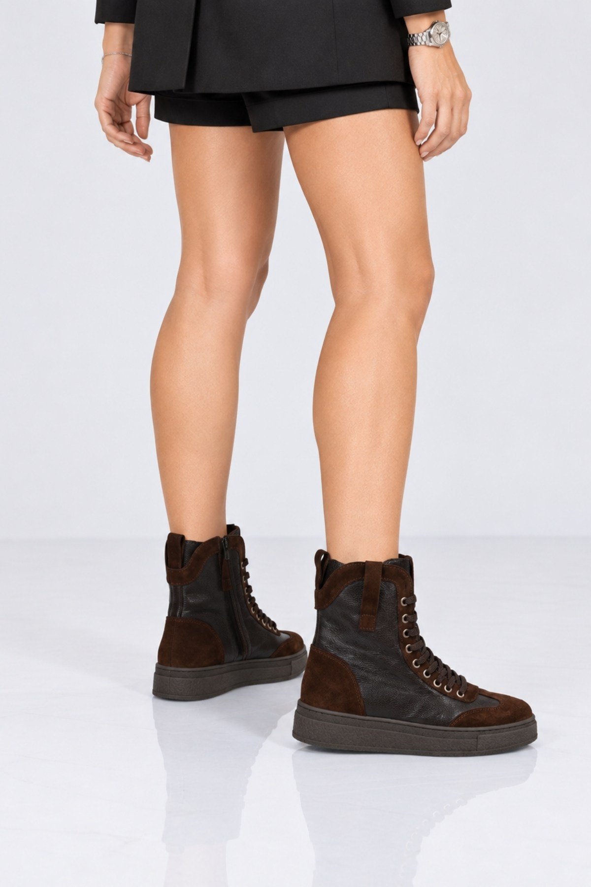 Bestello Bağcıklı Fermuarlı Hakiki Deri Casual Bot 341-3034 Kadın Bot341-3034_KAHVE_36Casual Boots