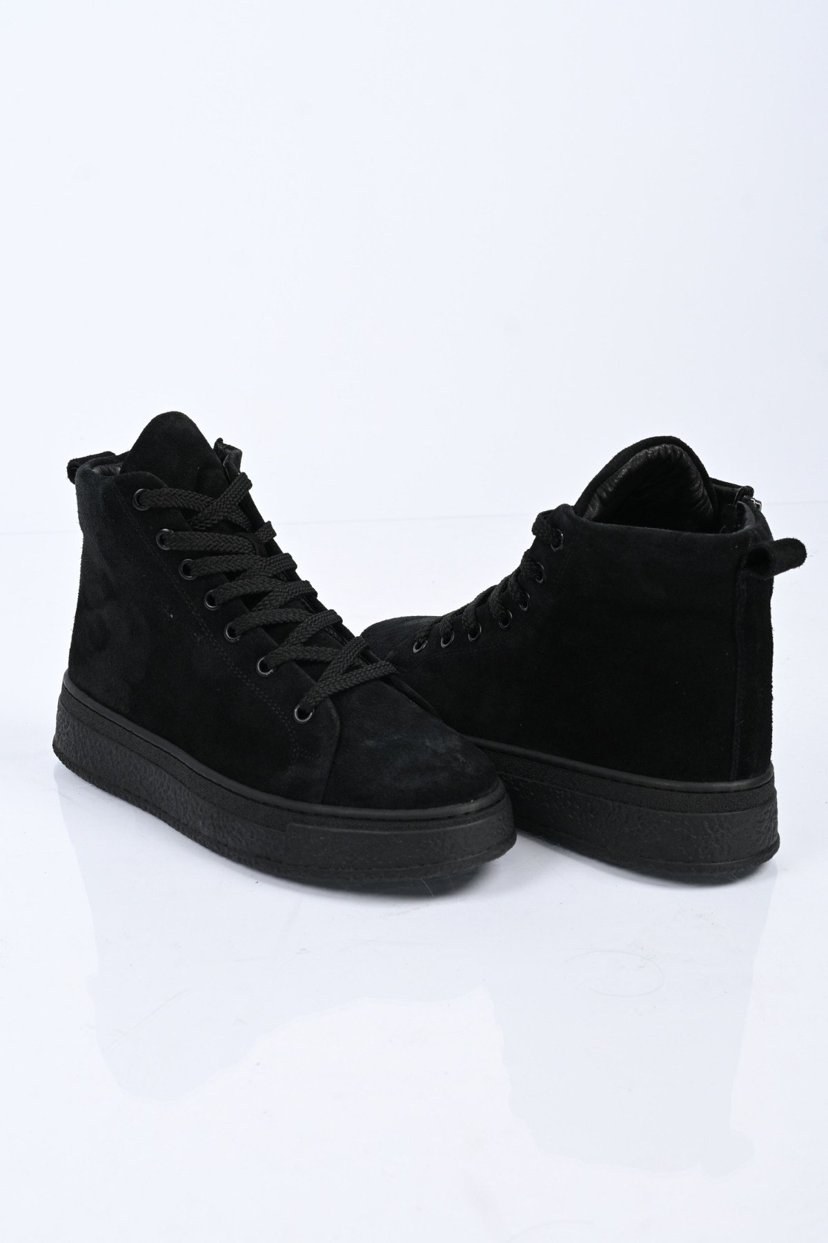 Bestello Bağcıklı Fermuarlı Hakiki Deri Kısa Bot 341-3008 Kadın Bot341-3008_SIYAH SUET_36Casual Boots