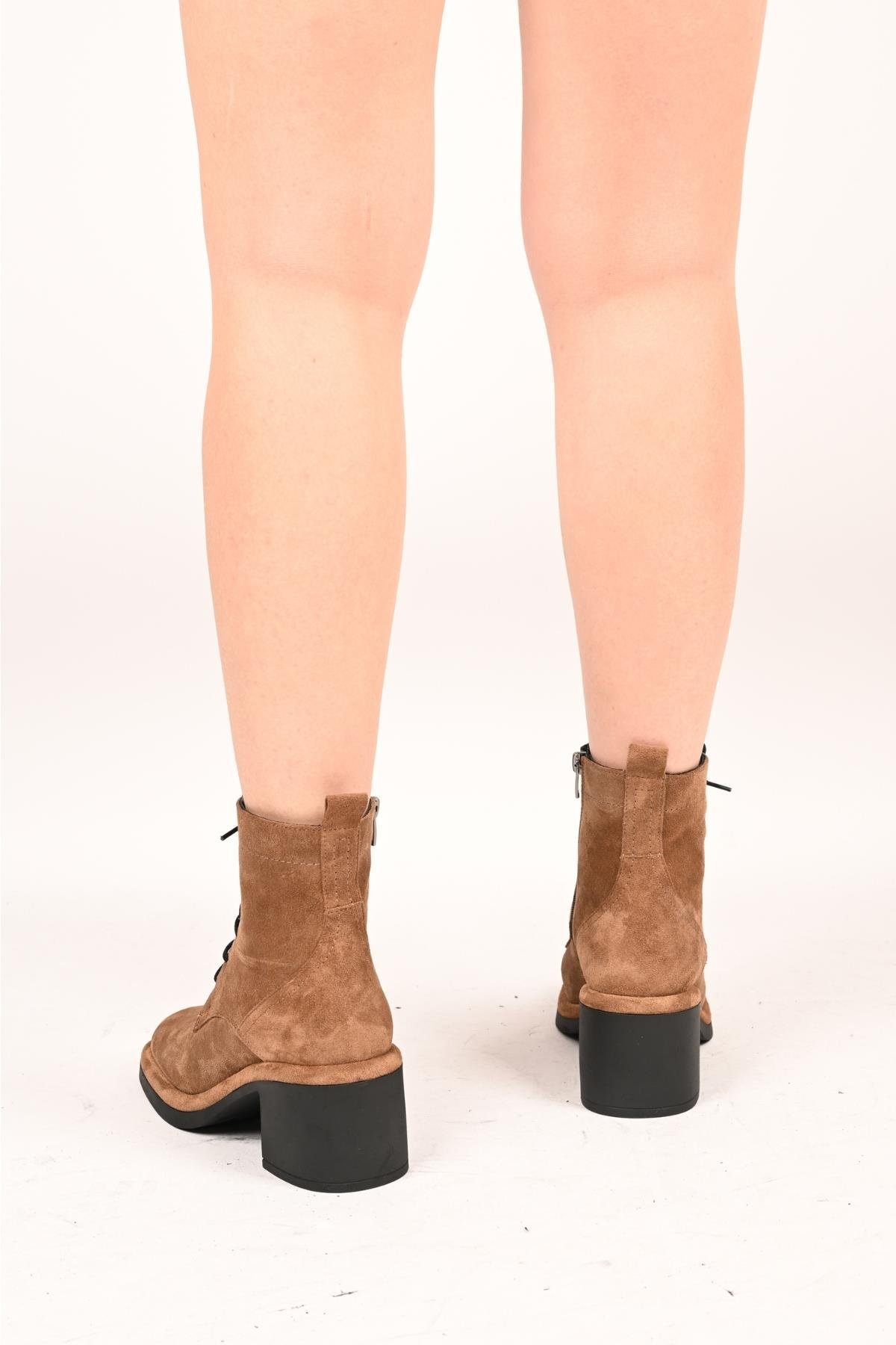 Bestello Bağcıklı Fermuarlı Termo Taban Hakiki Deri Topuklu Bot 336-1233 Kadın Bot336-1233_TARCINSUET_36Heeled Boots