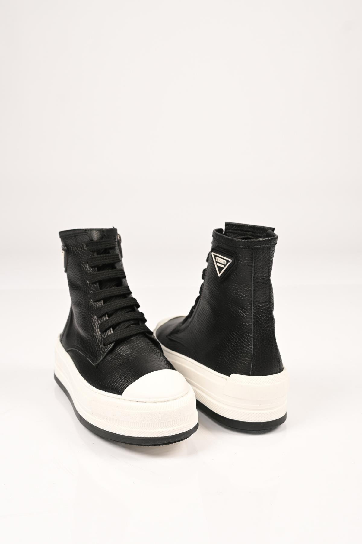 Bestello Bağcıklı Fermuarlı Termo Taban Hakiki Deri Düz Bot 101-23028-02 Kadın Bot101-23028-02_SIYAH_36Casual Boots