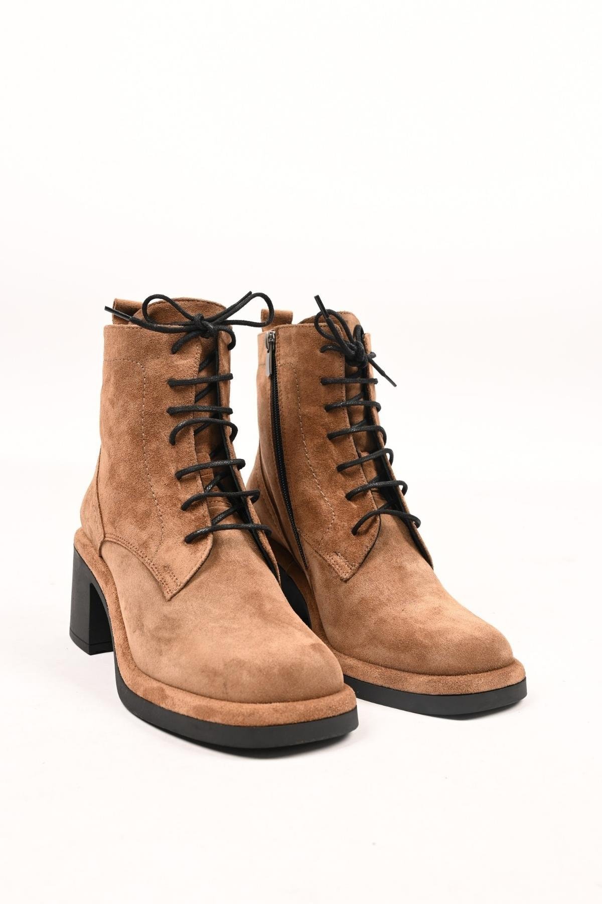 Bestello Bağcıklı Fermuarlı Termo Taban Hakiki Deri Topuklu Bot 336-1233 Kadın Bot336-1233_TARCINSUET_36Heeled Boots