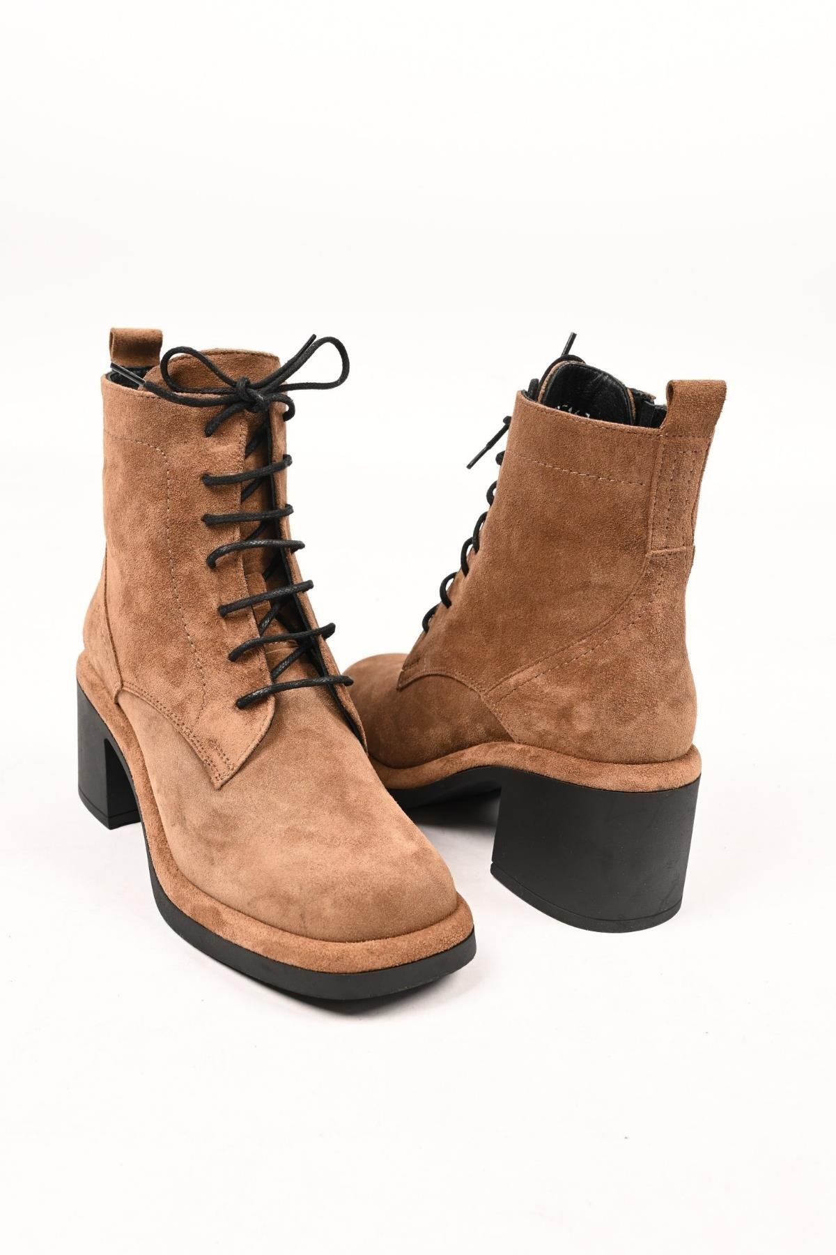 Bestello Bağcıklı Fermuarlı Termo Taban Hakiki Deri Topuklu Bot 336-1233 Kadın Bot336-1233_TARCINSUET_36Heeled Boots