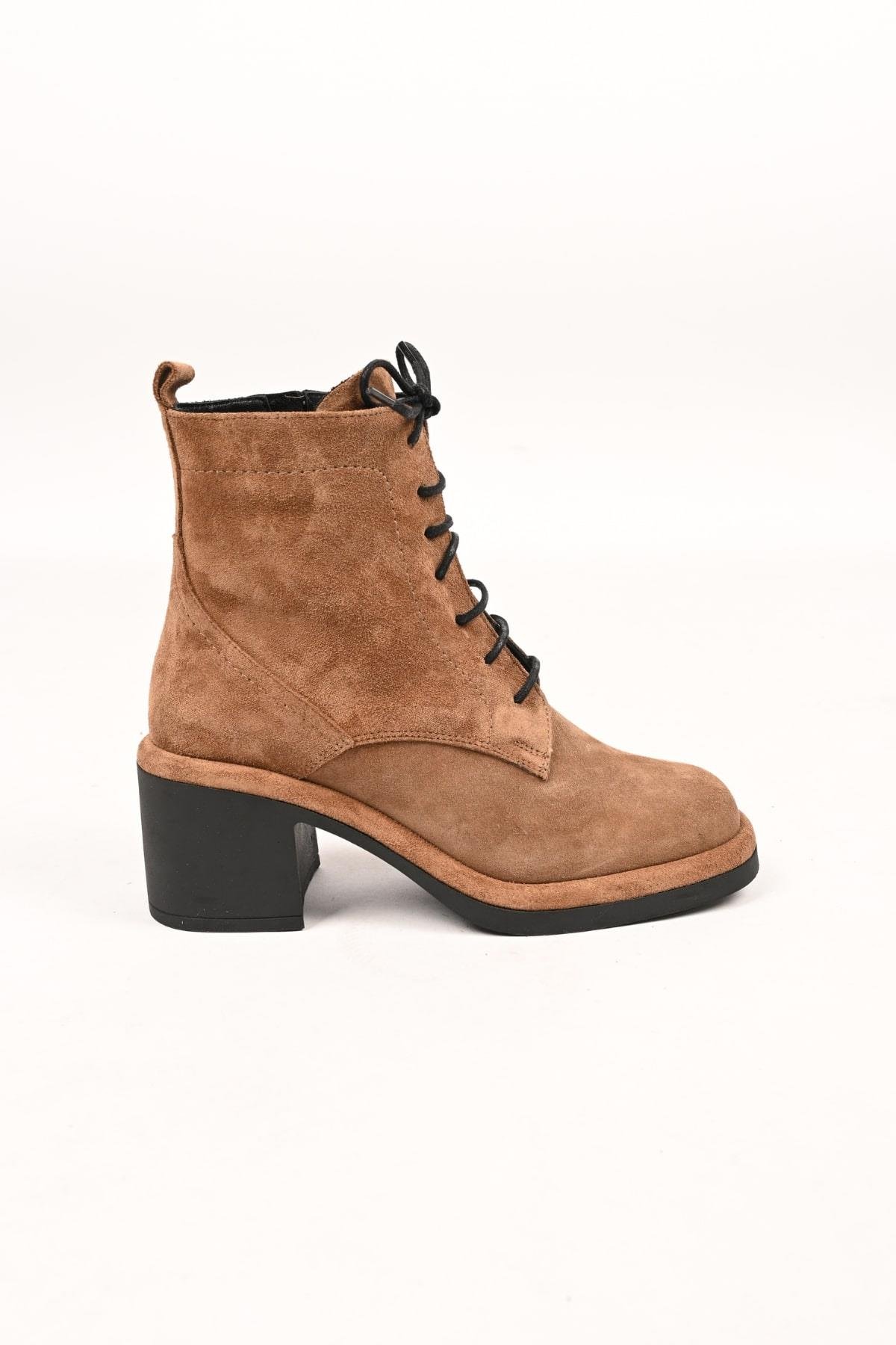 Bestello Bağcıklı Fermuarlı Termo Taban Hakiki Deri Topuklu Bot 336-1233 Kadın Bot336-1233_TARCINSUET_36Heeled Boots