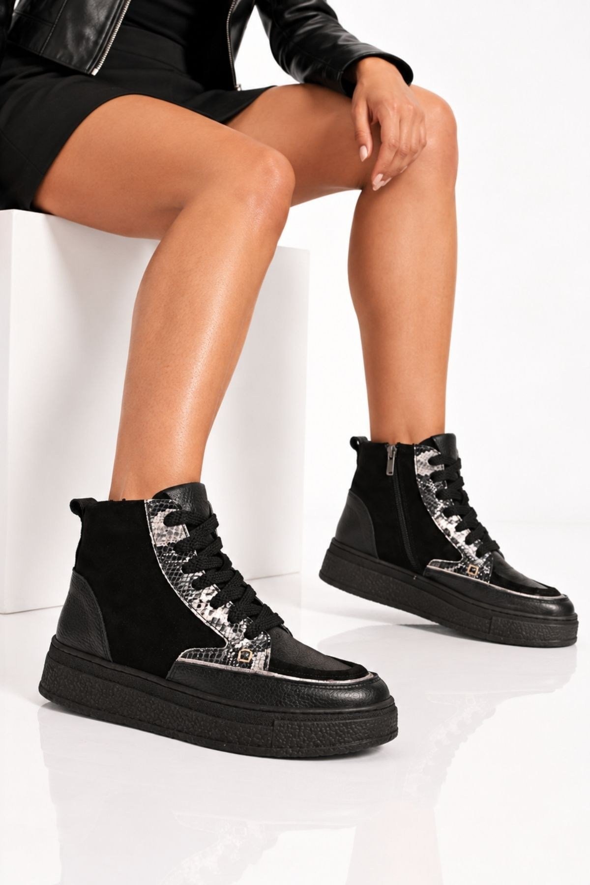 Bestello Bağcıklı Hakiki Deri Casual Bot 341-3038 Kadın Bot341-3038_SIYAH_36Casual Boots