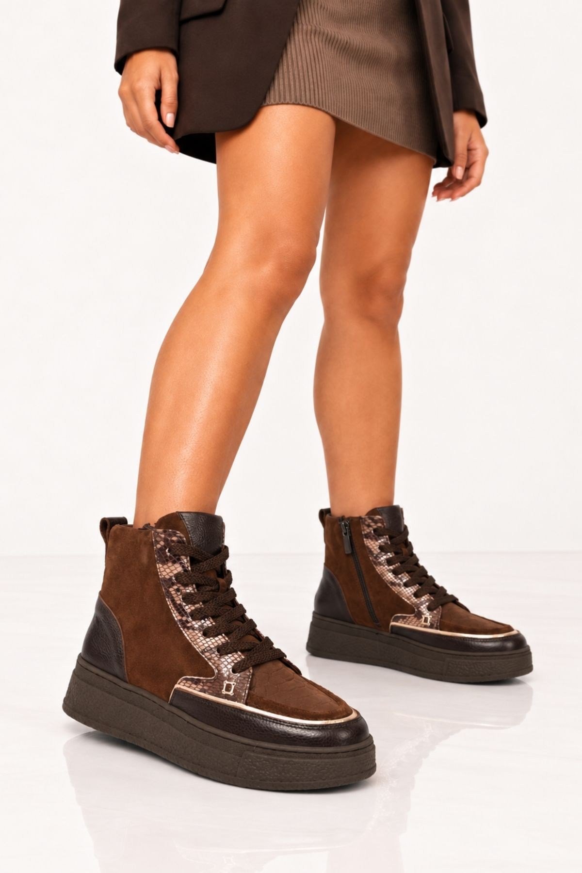 Bestello Bağcıklı Hakiki Deri Casual Bot 341-3038 Kadın Bot341-3038_KAHVE_36Casual Boots