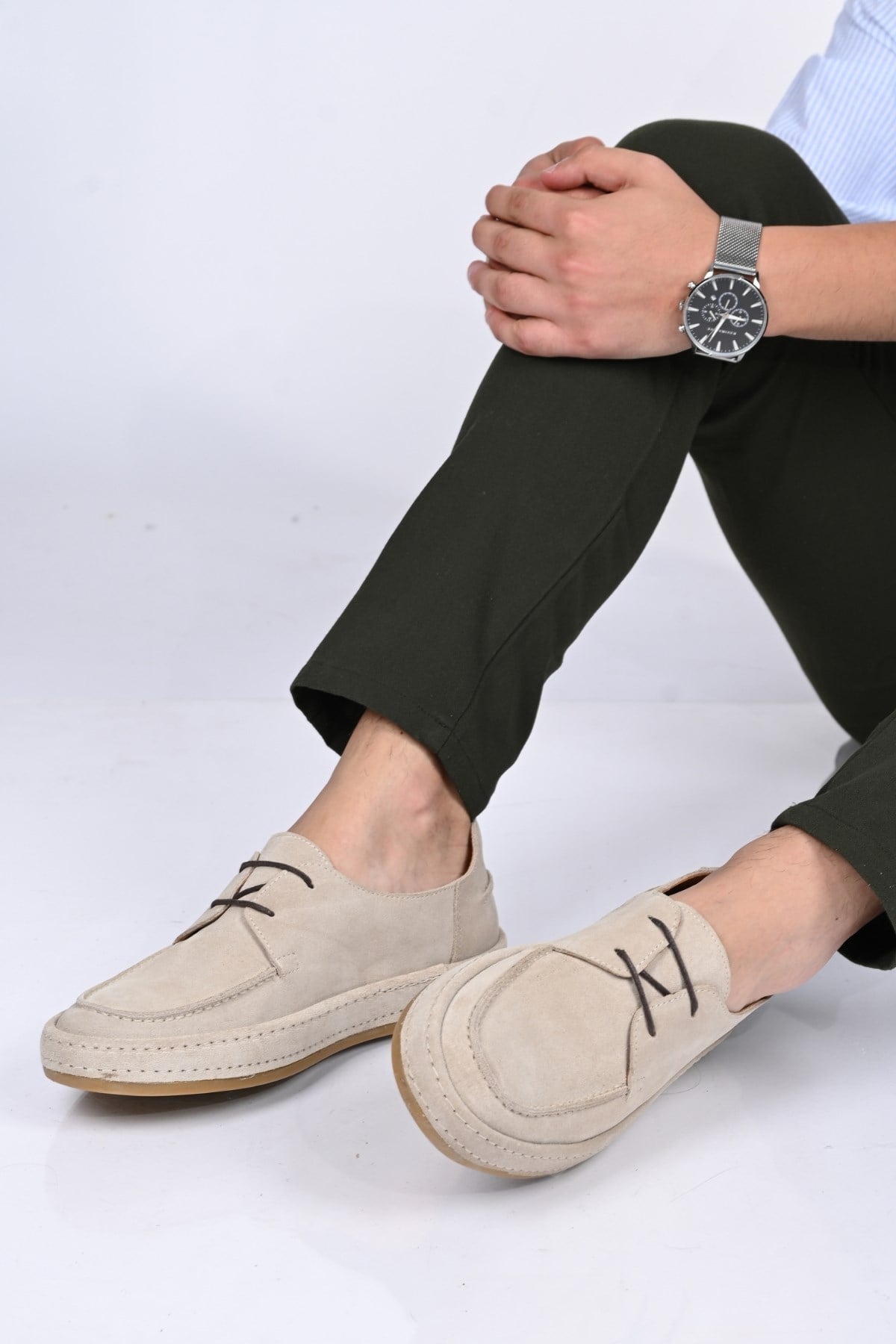 Bestello Bağcıklı Kauçuk Taban Hakiki Deri Loafer174-1875 Erkek Ayakkabı174-1875_VIZON SUET_40Loafers