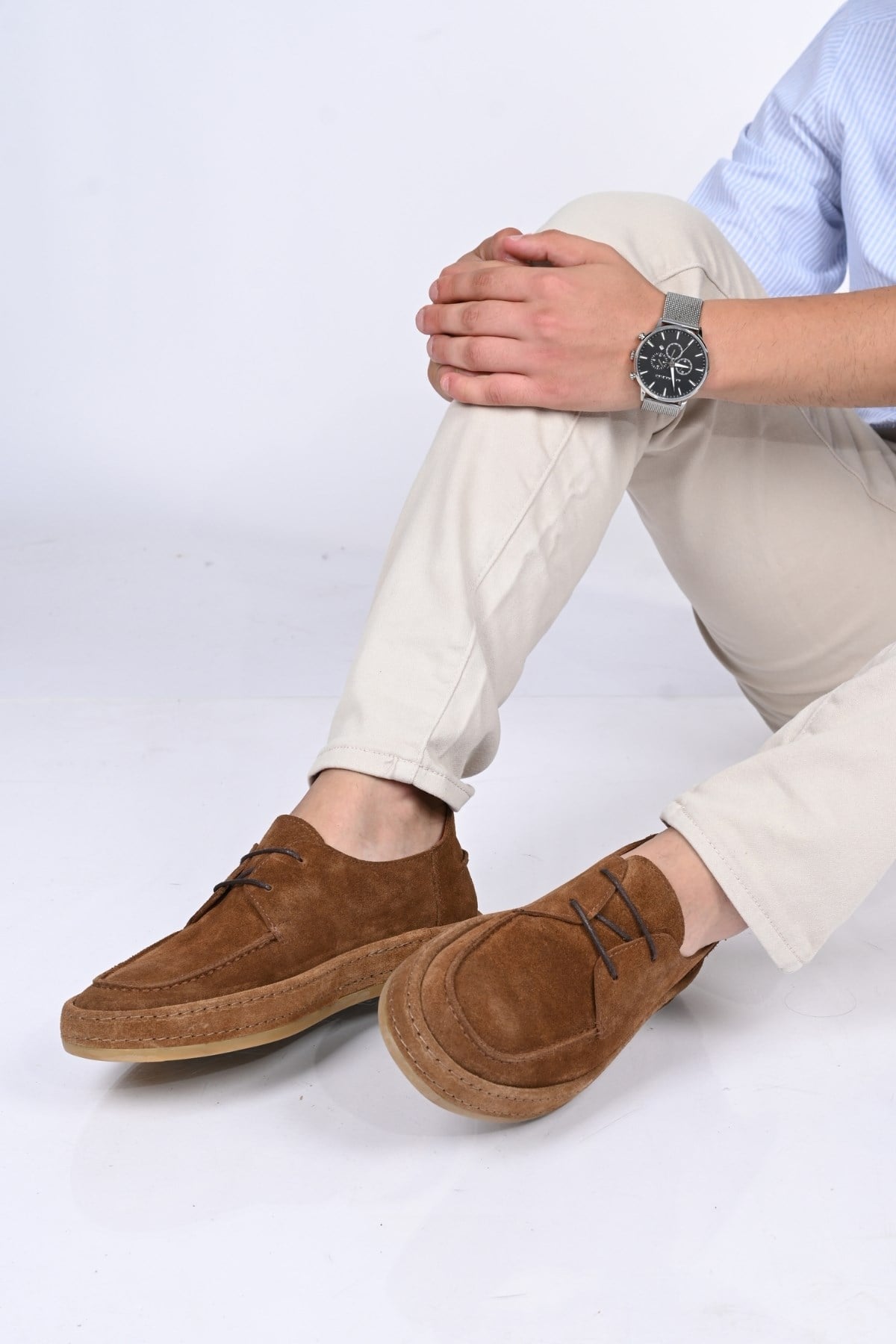 Bestello Bağcıklı Kauçuk Taban Hakiki Deri Loafer174-1875 Erkek Ayakkabı174-1875_TABA SUET_40Loafers