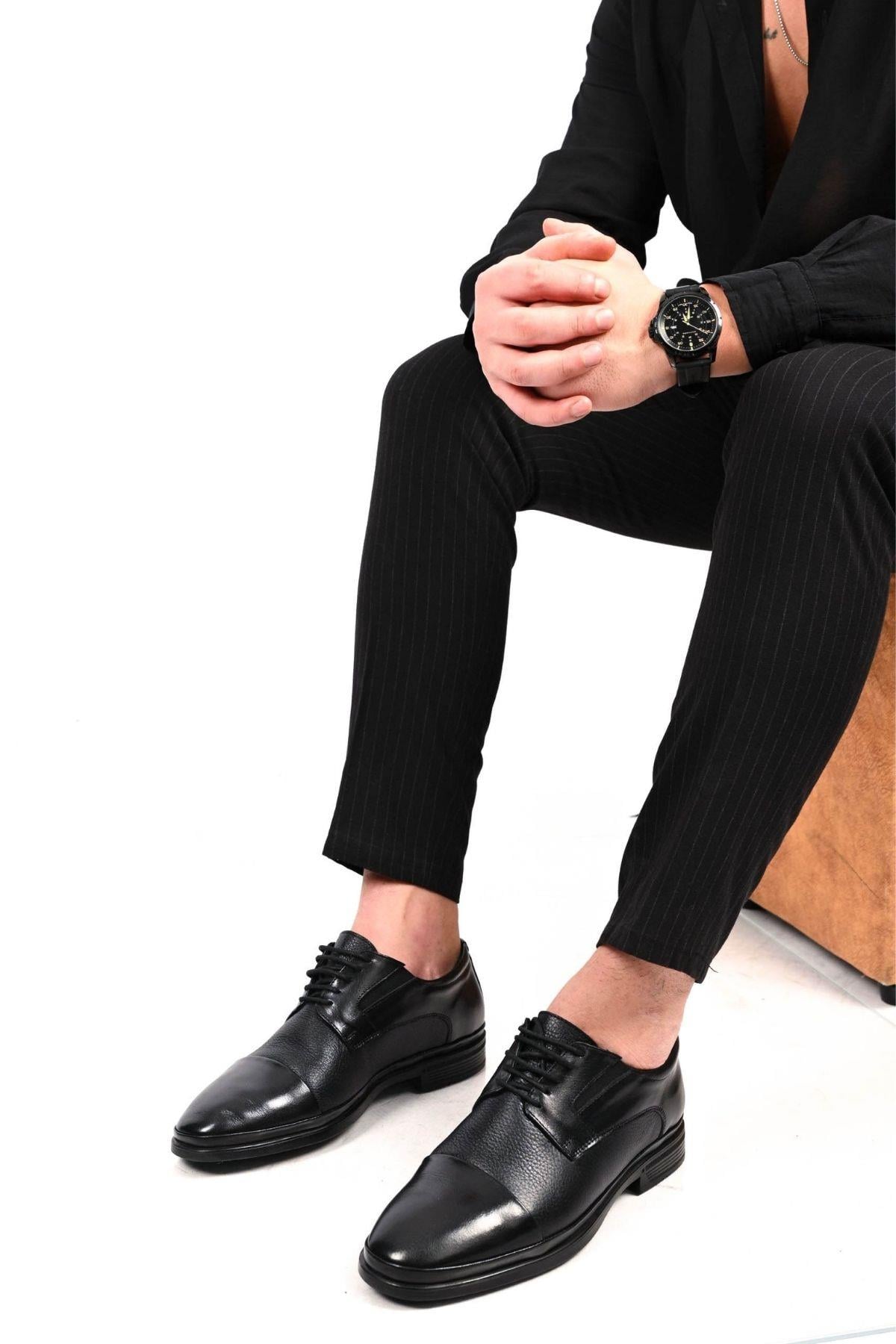 Bestello Bağcıklı Kauçuk Taban Hakiki Deri Comfort Ayakkabı 333-1490 Erkek Ayakkabı333-1490_SIYAH_39Casuals