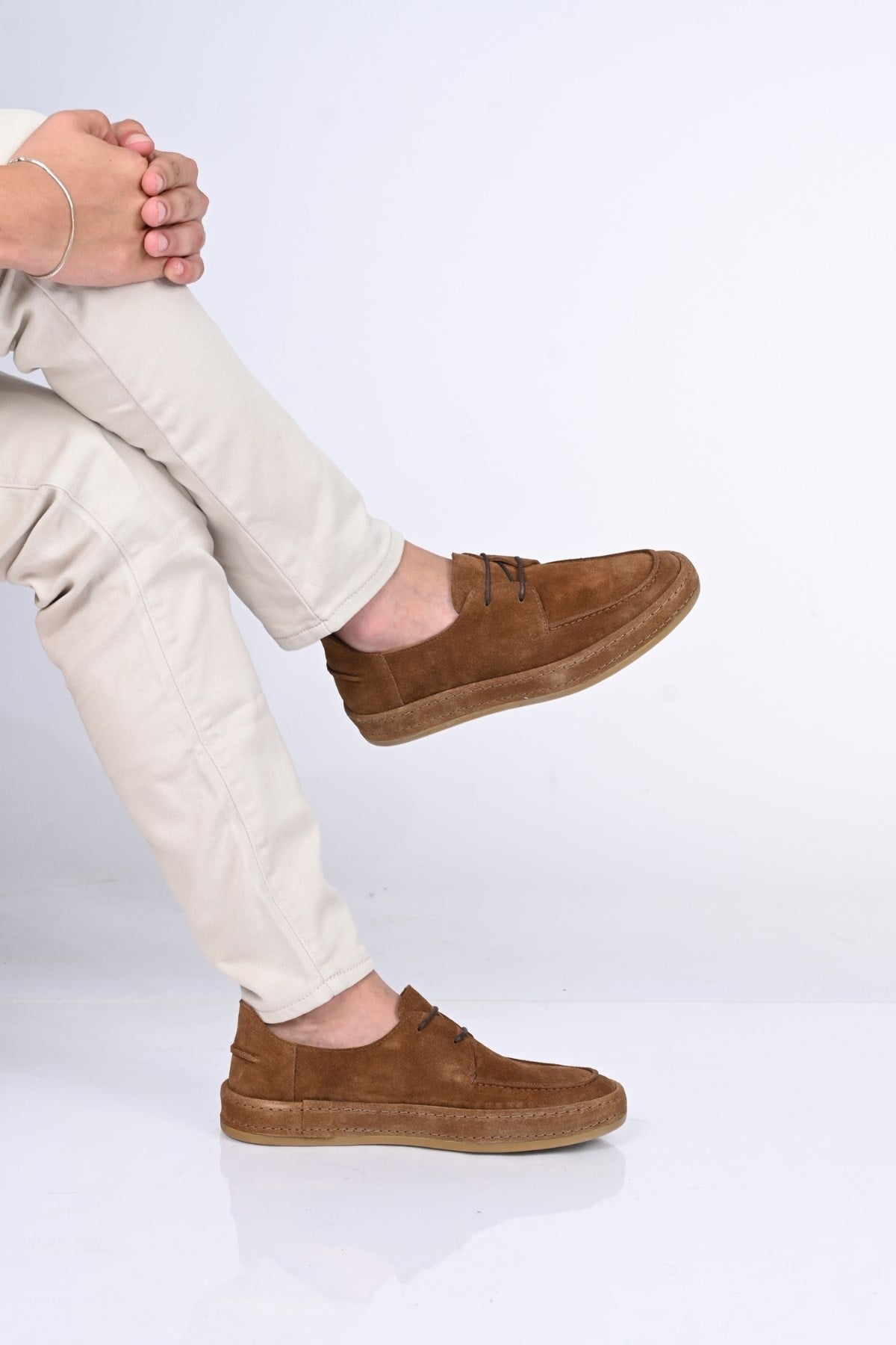 Bestello Bağcıklı Kauçuk Taban Hakiki Deri Loafer174-1875 Erkek Ayakkabı174-1875_TABA SUET_40Loafers