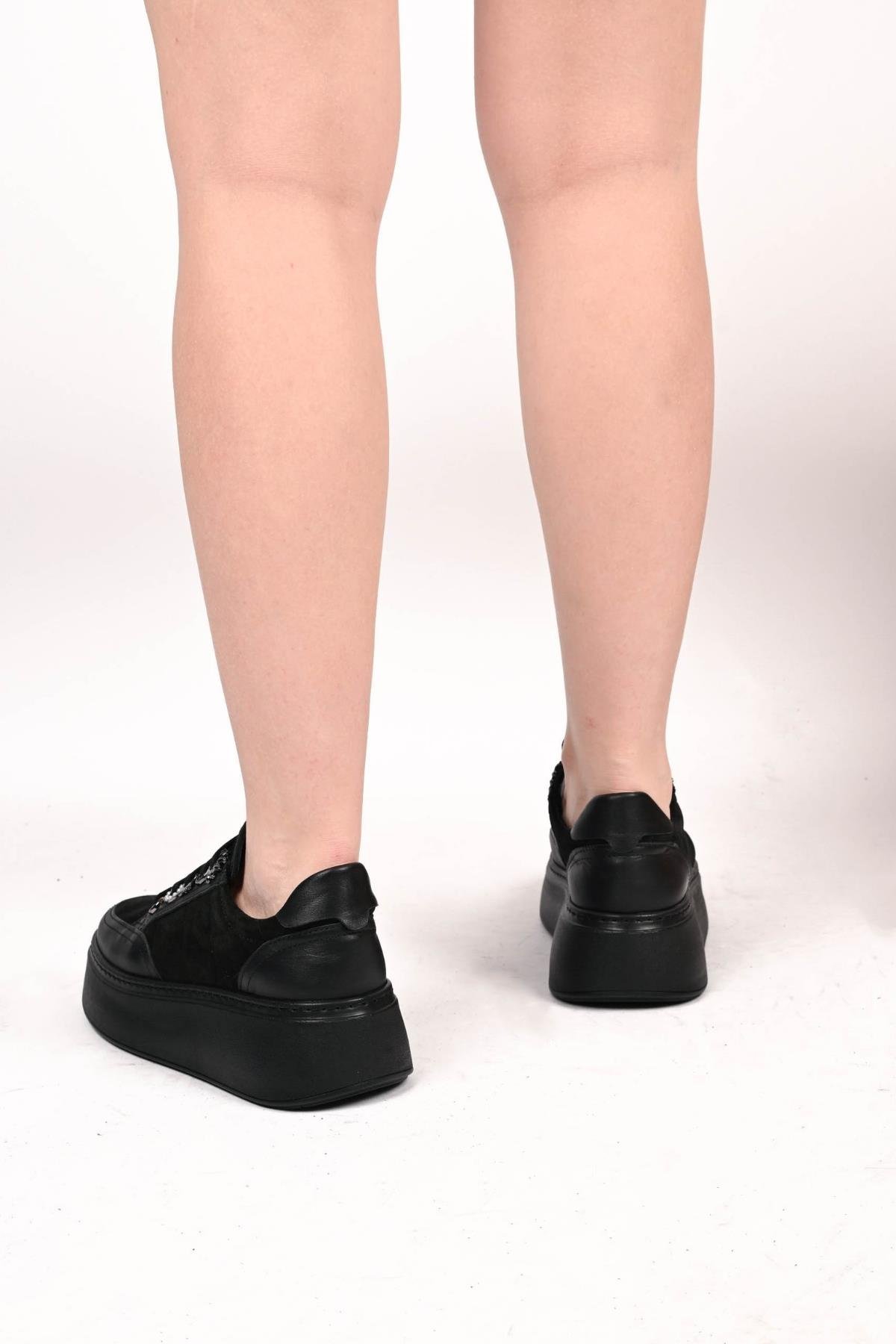 Bestello Bağcıklı Poli Taban Hakiki Deri Sneaker 334-7877-49 Kadın Ayakkabı334-7877-49_SIYAH_36Sneaker