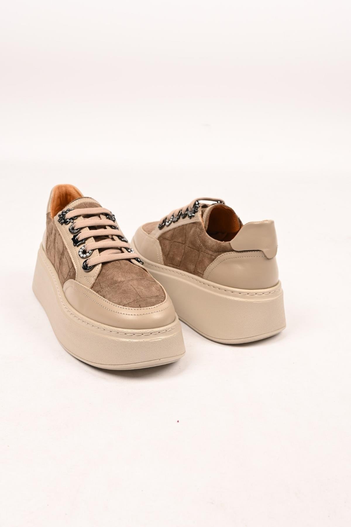 Bestello Bağcıklı Poli Taban Hakiki Deri Sneaker 334-7877-49 Kadın Ayakkabı334-7877-49_VIZON_36Sneaker