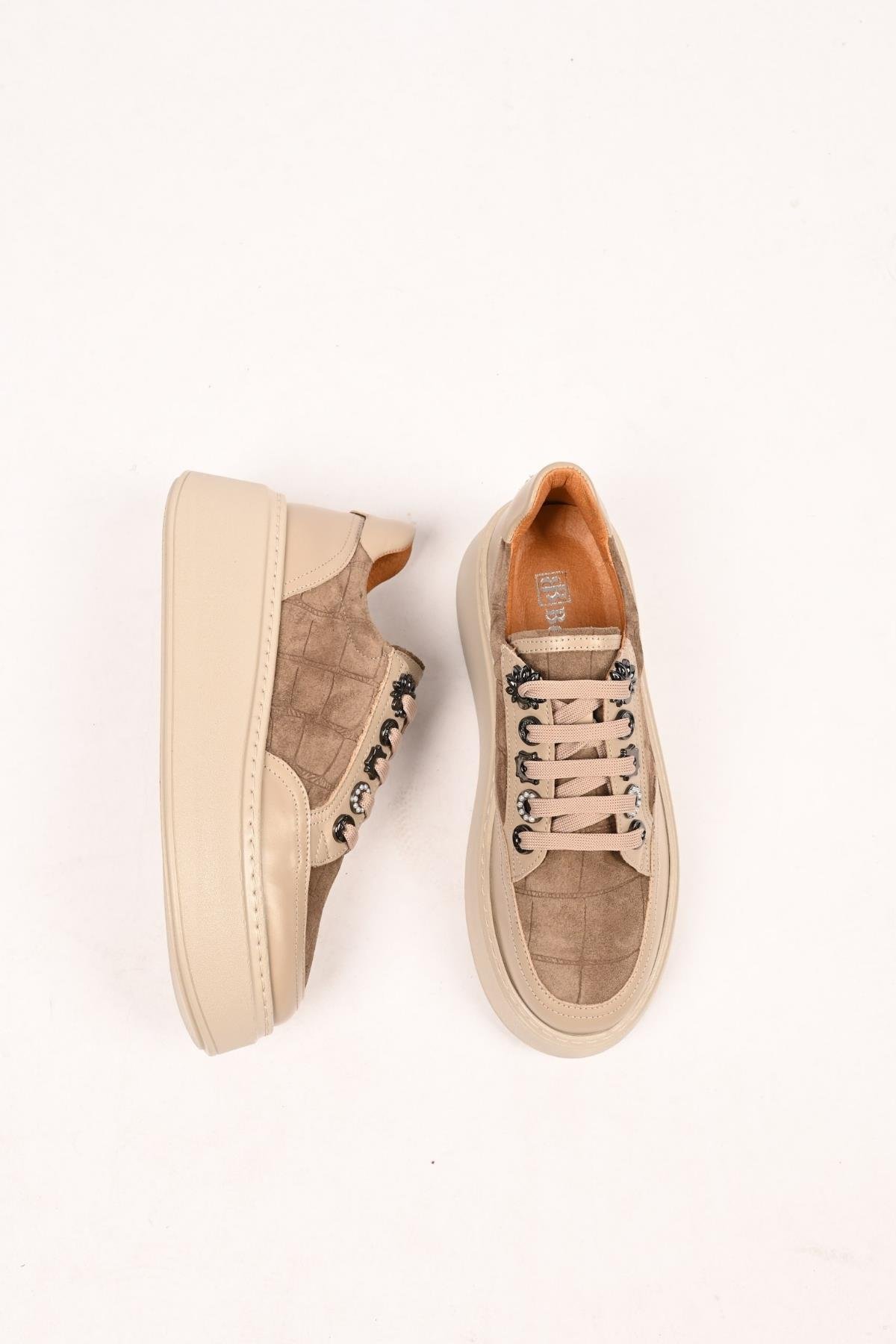 Bestello Bağcıklı Poli Taban Hakiki Deri Sneaker 334-7877-49 Kadın Ayakkabı334-7877-49_VIZON_36Sneaker