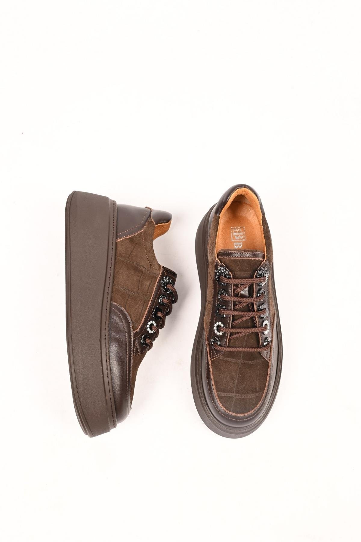 Bestello Bağcıklı Poli Taban Hakiki Deri Sneaker 334-7877-49 Kadın Ayakkabı334-7877-49_KAHVE_36Sneaker