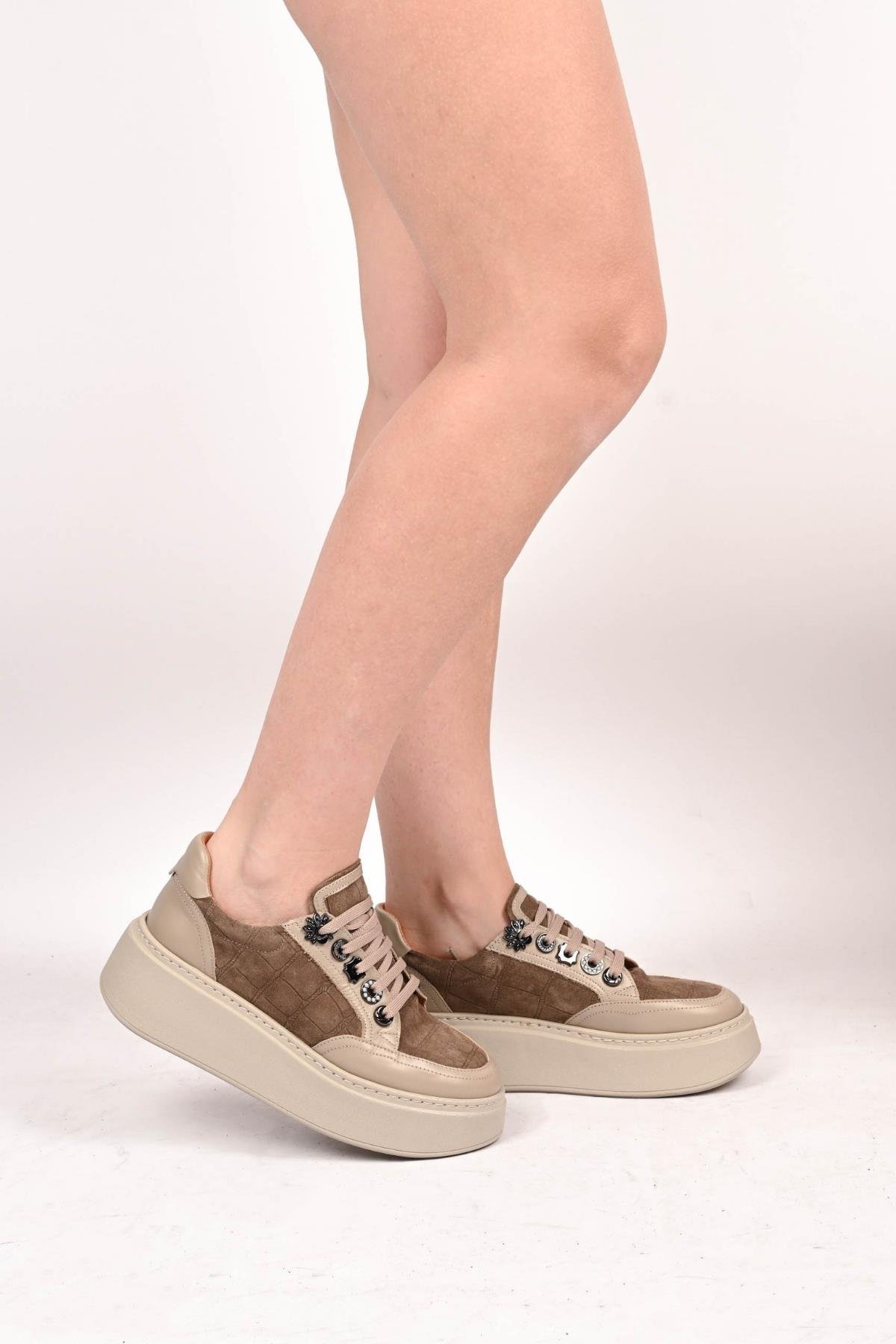 Bestello Bağcıklı Poli Taban Hakiki Deri Sneaker 334-7877-49 Kadın Ayakkabı334-7877-49_VIZON_36Sneaker