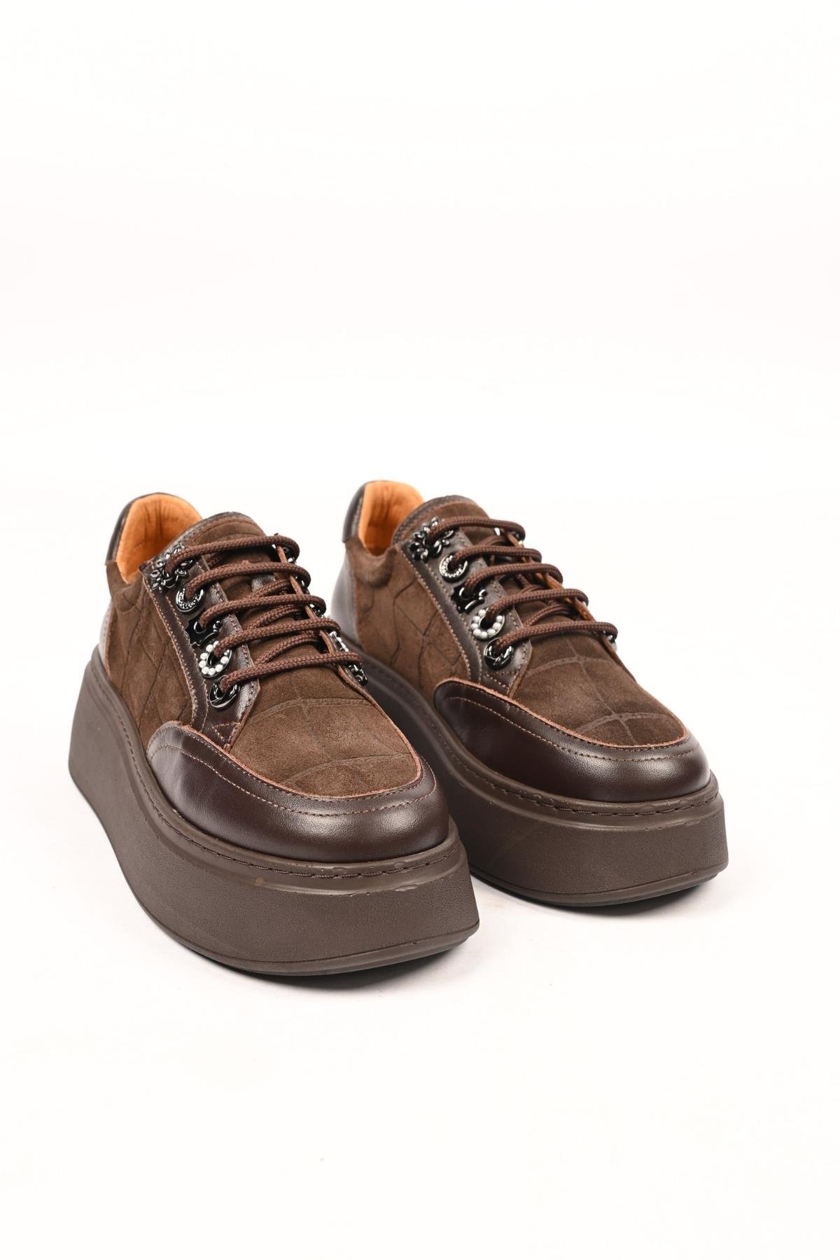 Bestello Bağcıklı Poli Taban Hakiki Deri Sneaker 334-7877-49 Kadın Ayakkabı334-7877-49_KAHVE_36Sneaker