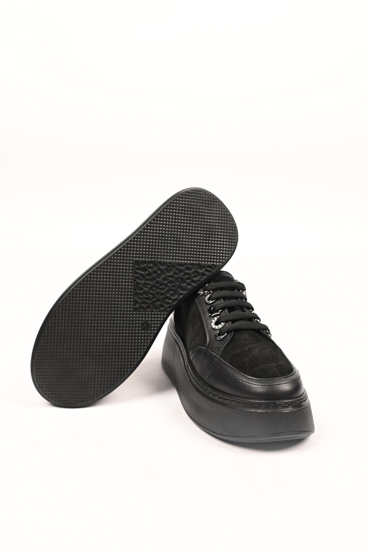 Bestello Bağcıklı Poli Taban Hakiki Deri Sneaker 334-7877-49 Kadın Ayakkabı334-7877-49_SIYAH_36Sneaker