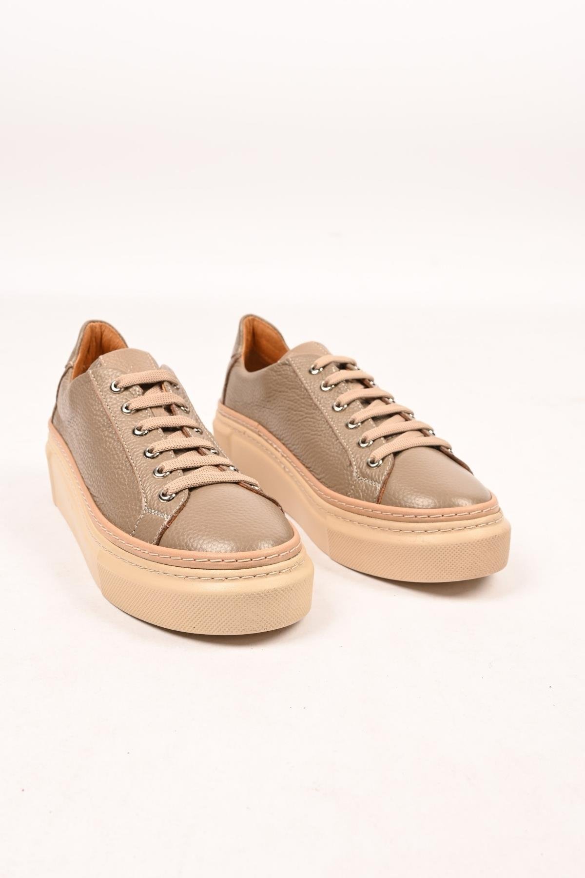 Bestello Bağcıklı Poli Taban Hakiki Deri Casual 334-5022-09 Kadın Ayakkabı334-5022-09_VIZON_36Casuals