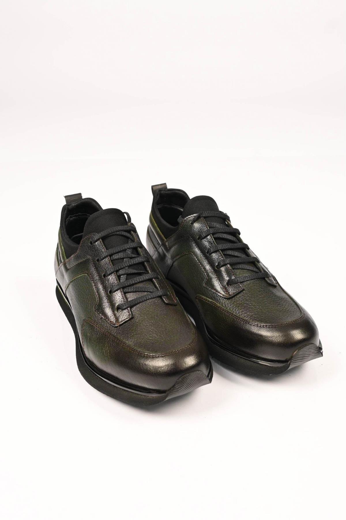 Bestello Bağcıklı Streç Detaylı Eva Taban Hakiki Deri Sneaker 172-64250 Erkek Ayakkabı172-64250_HAKI_39Sneakers