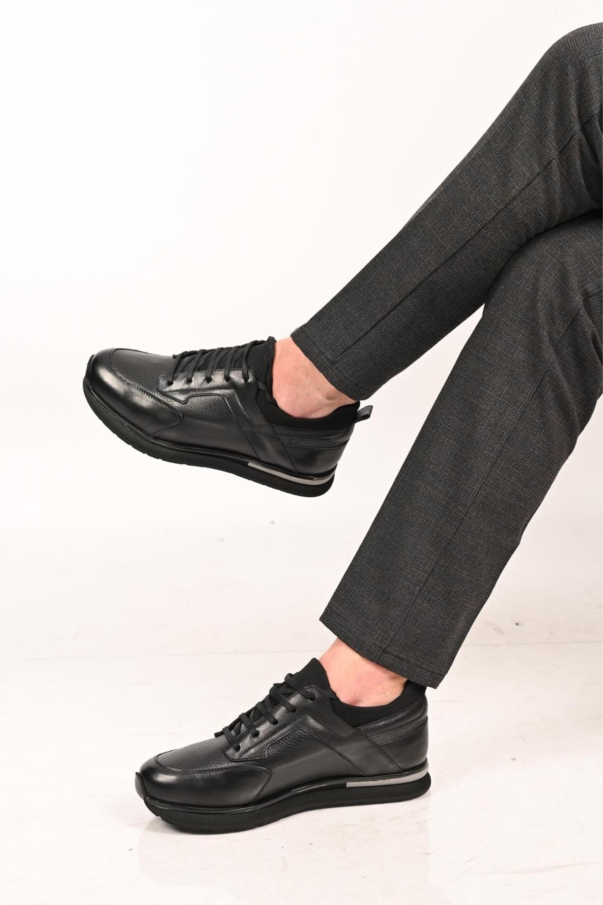 Bestello Bağcıklı Streç Detaylı Eva Taban Hakiki Deri Sneaker 172-64250 Erkek Ayakkabı172-64250_SIYAH_39Sneakers