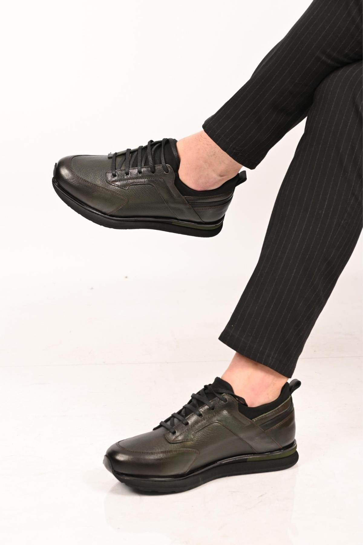 Bestello Bağcıklı Streç Detaylı Eva Taban Hakiki Deri Sneaker 172-64250 Erkek Ayakkabı172-64250_HAKI_39Sneakers
