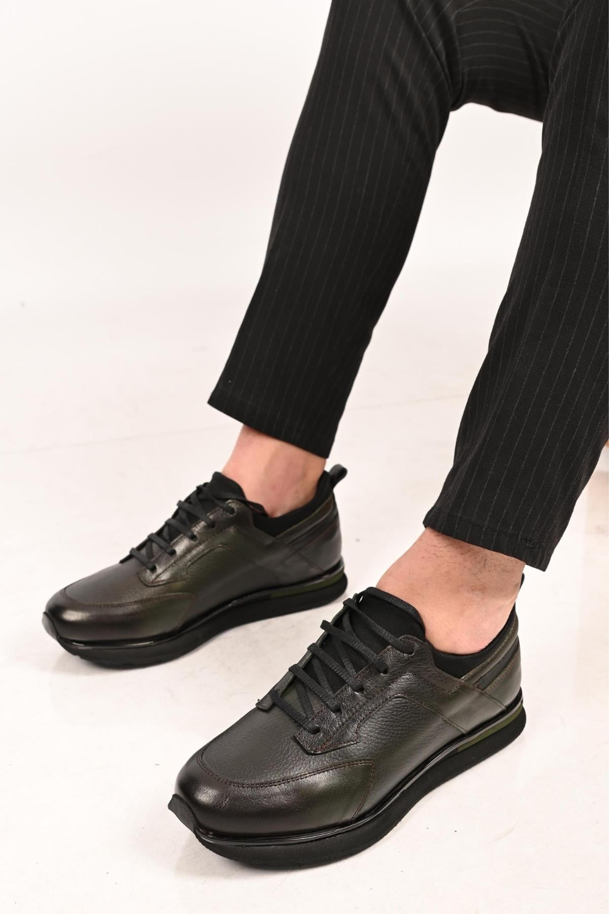 Bestello Bağcıklı Streç Detaylı Eva Taban Hakiki Deri Sneaker 172-64250 Erkek Ayakkabı172-64250_HAKI_39Sneakers