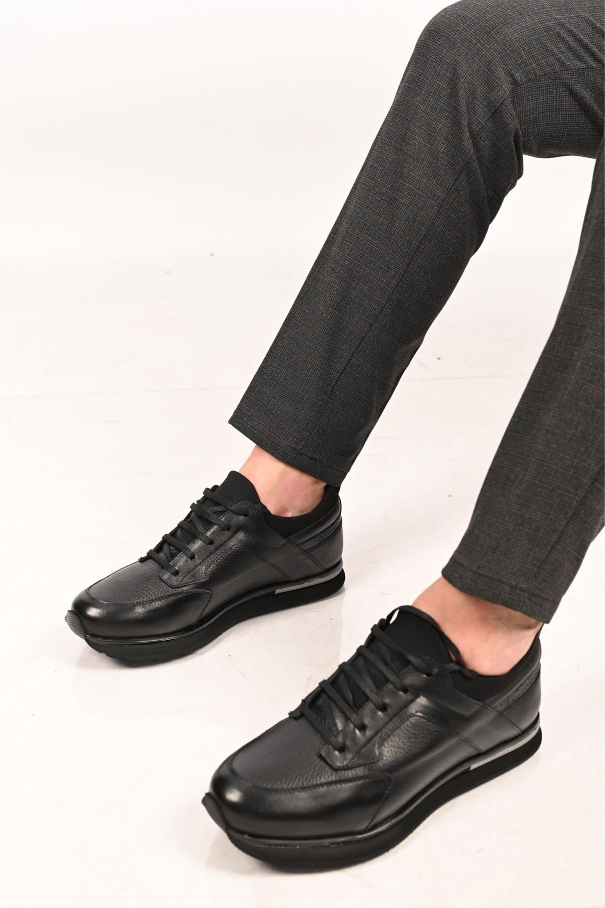 Bestello Bağcıklı Streç Detaylı Eva Taban Hakiki Deri Sneaker 172-64250 Erkek Ayakkabı172-64250_SIYAH_39Sneakers