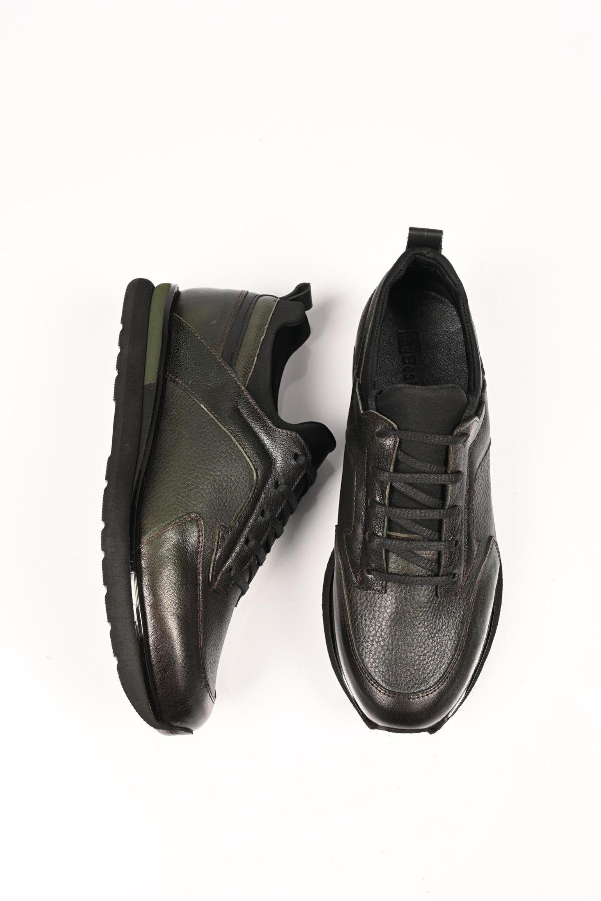 Bestello Bağcıklı Streç Detaylı Eva Taban Hakiki Deri Sneaker 172-64250 Erkek Ayakkabı172-64250_HAKI_39Sneakers
