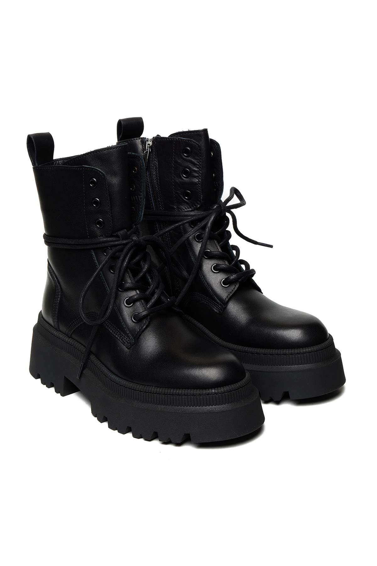 Bestello Bağcıklı Termo Taban Düz Bot 332-8040 Kadın Bot332-8040_SIYAH_36Casual Boots
