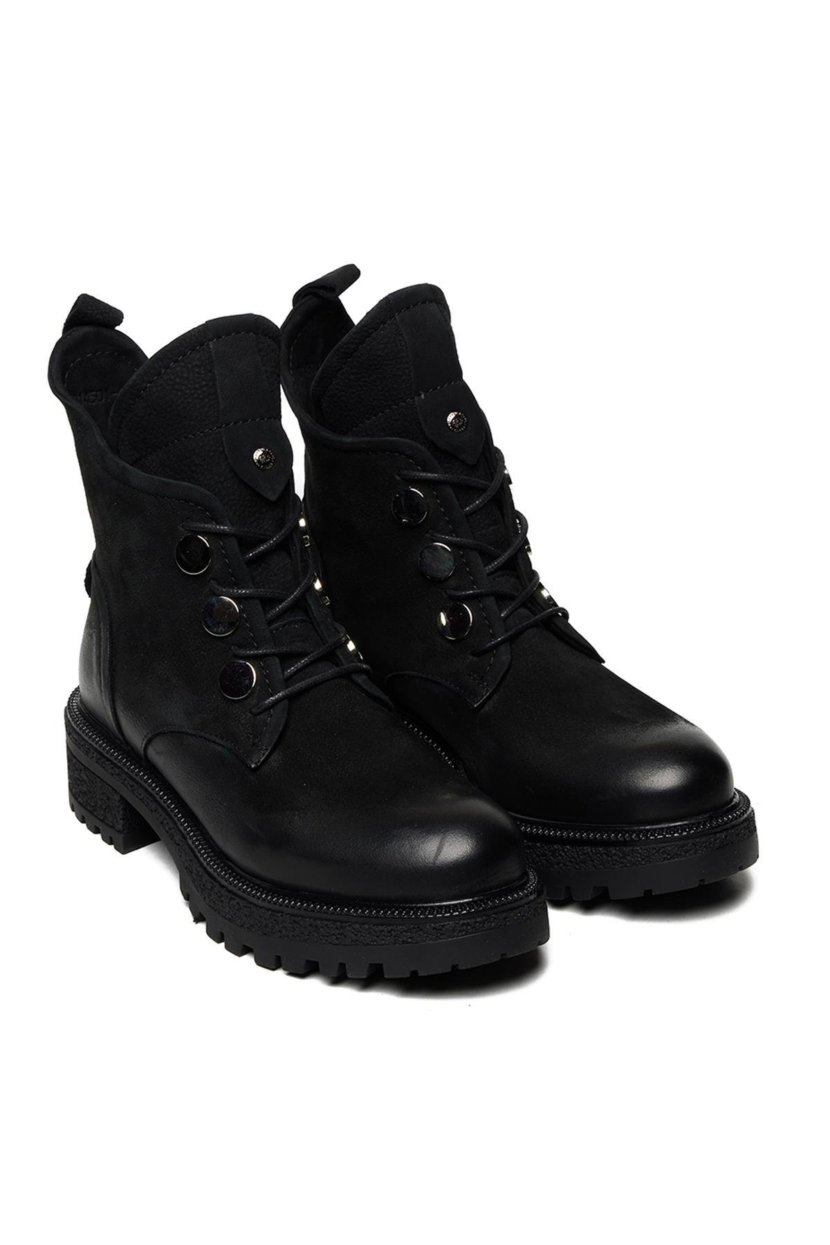 Bestello Bağcıklı Termo Taban Düz Bot 332-1050 Kadın Bot332-1050_SIYAH_36Casual Boots