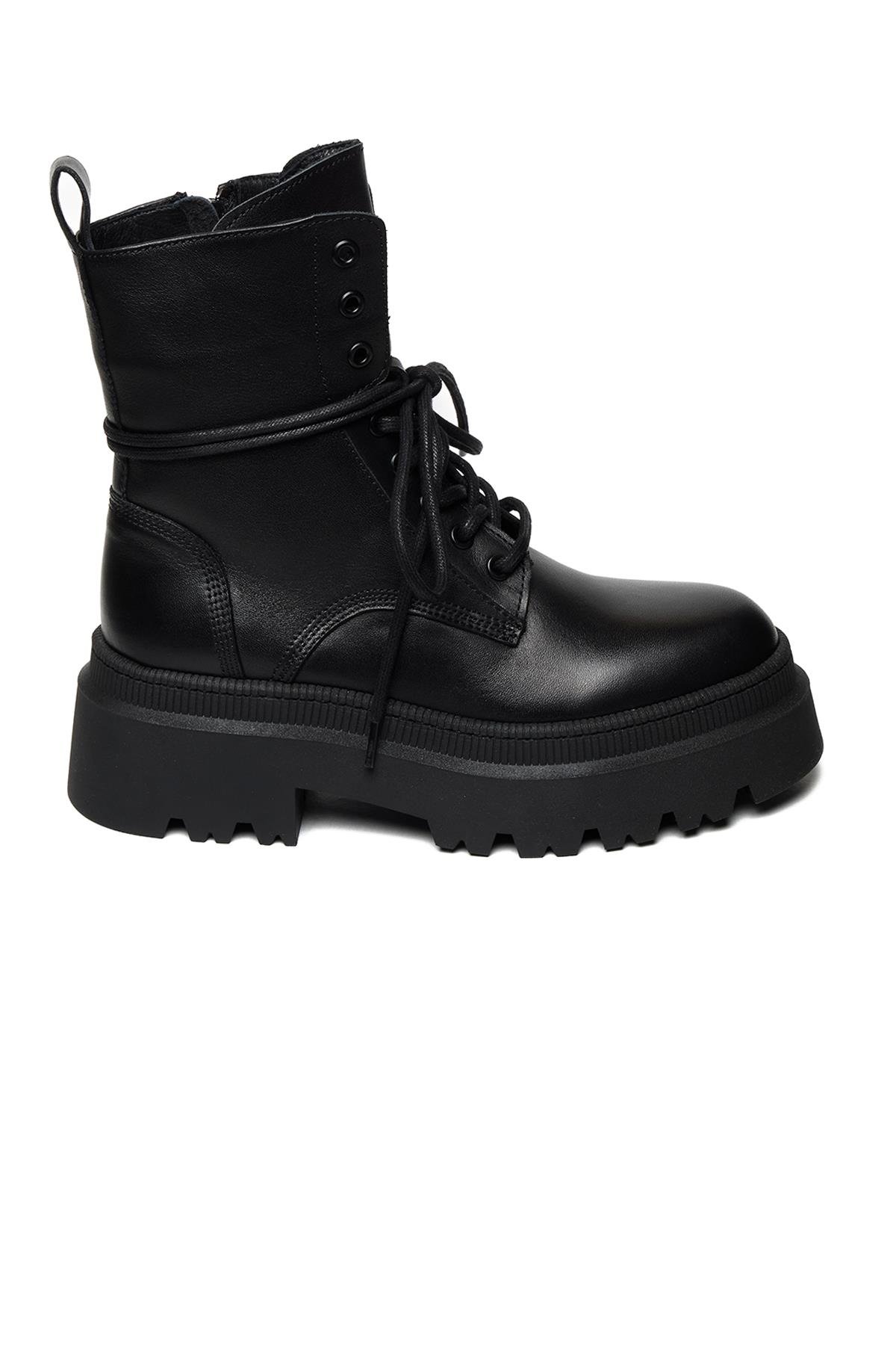 Bestello Bağcıklı Termo Taban Düz Bot 332-8040 Kadın Bot332-8040_SIYAH_36Casual Boots