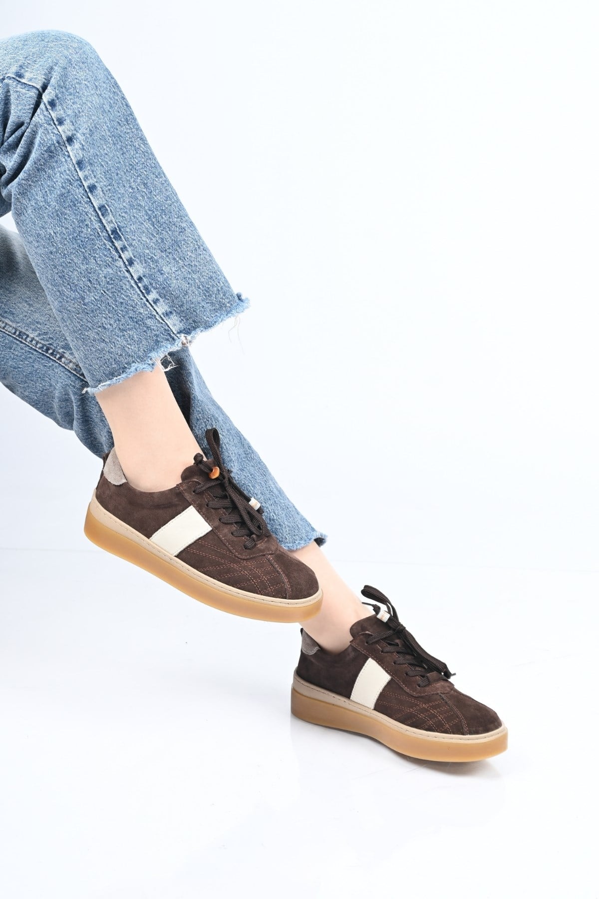 Bestello Bağcıklı Termo Taban Hakiki Deri Sneaker 345-1428 Kadın Ayakkabı345-1428_KAHVE SUET_36Sneaker