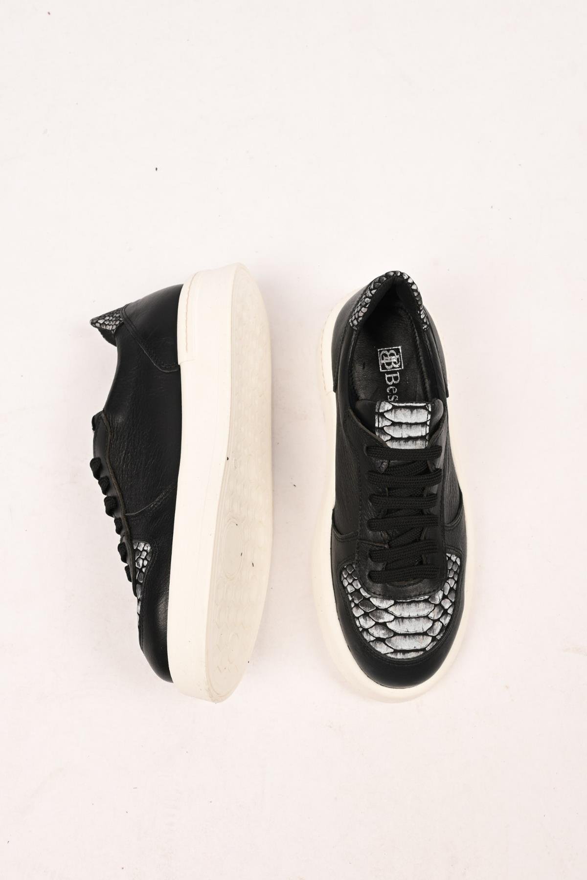 Bestello Bağcıklı Termo Taban Hakiki Deri Sneaker Ayakkabı 101-FARBI-52 Kadın Ayakkabı101-FARBI-52_SIYAH_36Sneaker