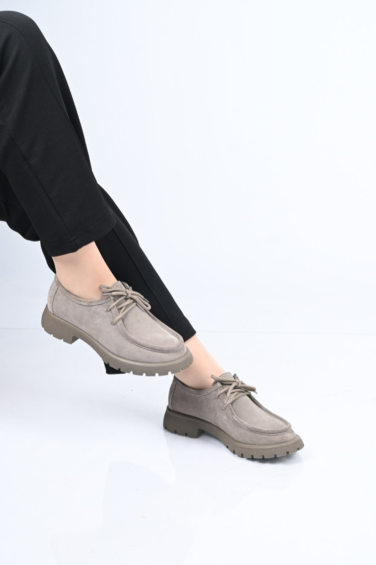 Bestello Bağcıklı Termo Taban Hakiki Deri Loafer 345-4247 Kadın Ayakkabı345-4247_VIZON SUET_36Loafers & Moccasins 