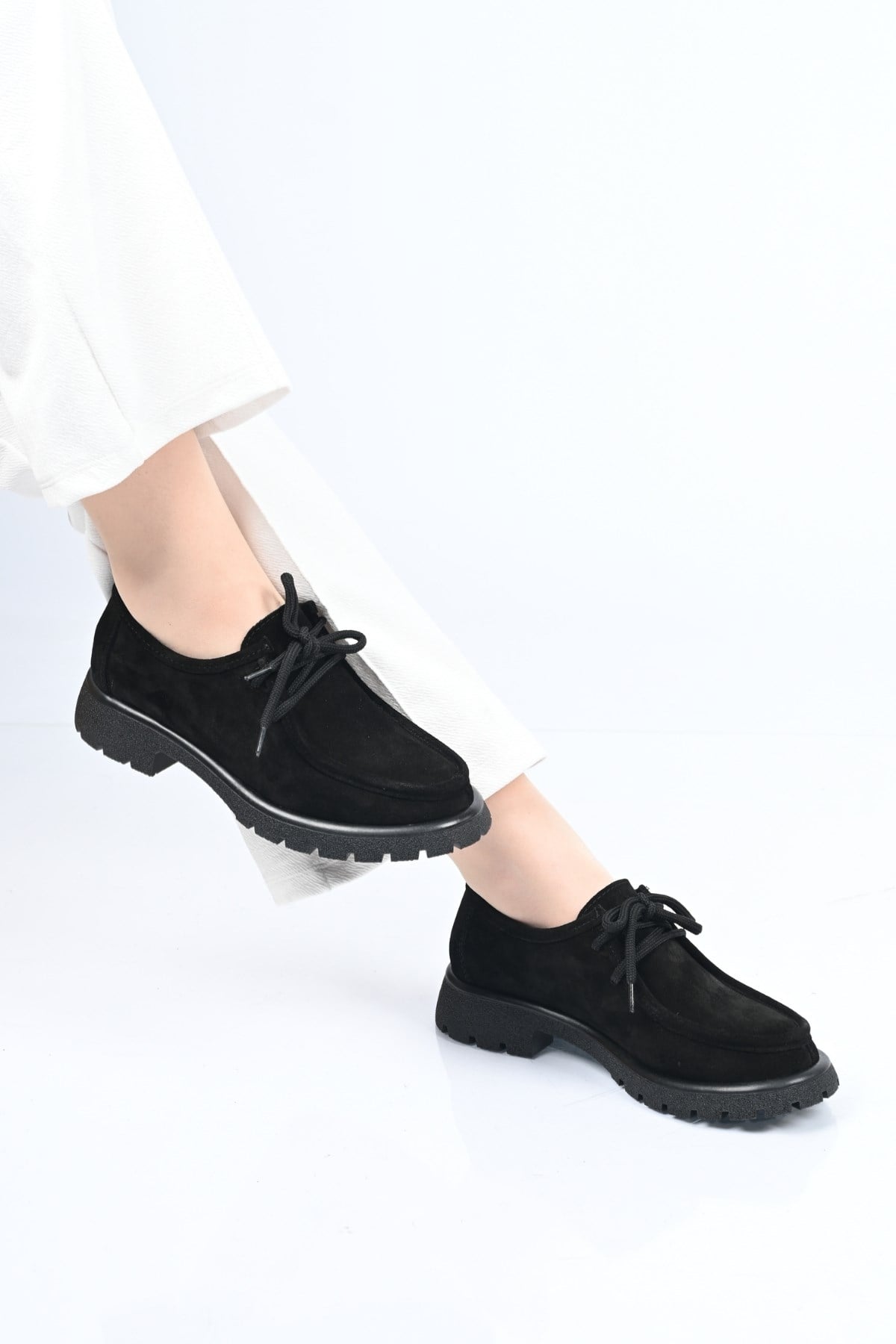 Bestello Bağcıklı Termo Taban Hakiki Deri Loafer 345-4247 Kadın Ayakkabı345-4247_SIYAH SUET_36Loafers & Moccasins 