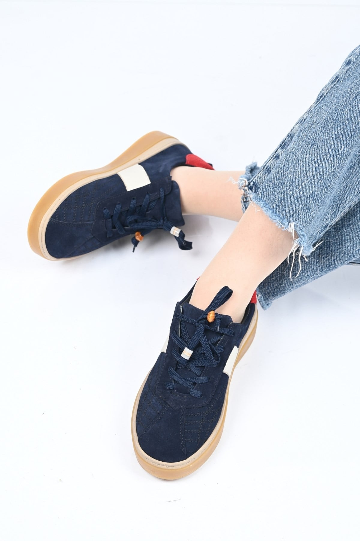 Bestello Bağcıklı Termo Taban Hakiki Deri Sneaker 345-1428 Kadın Ayakkabı345-1428_LACI SUET_36Sneaker