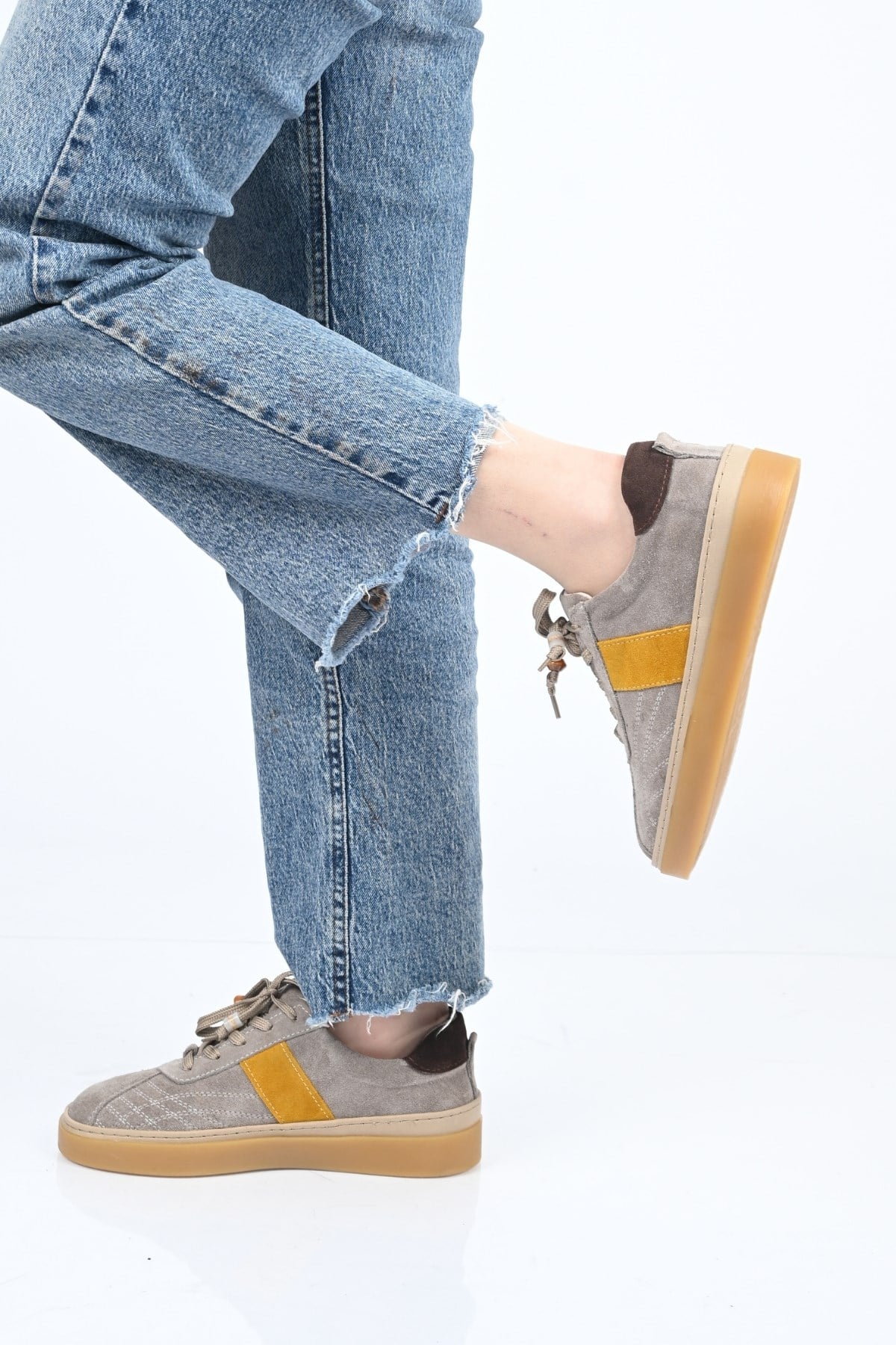 Bestello Bağcıklı Termo Taban Hakiki Deri Sneaker 345-1428 Kadın Ayakkabı345-1428_VIZON SUET_36Sneaker
